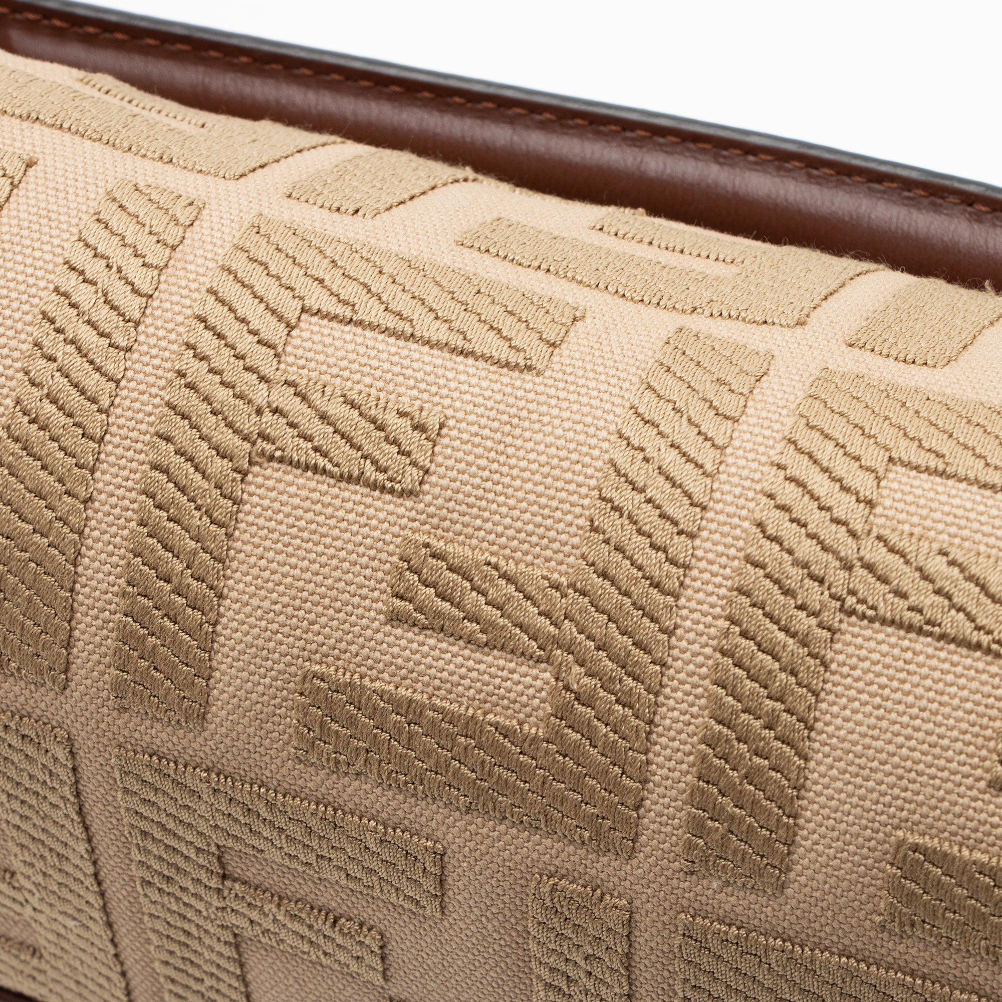 Fendi FF Embroidered Canvas Baguette Shoulder Bag