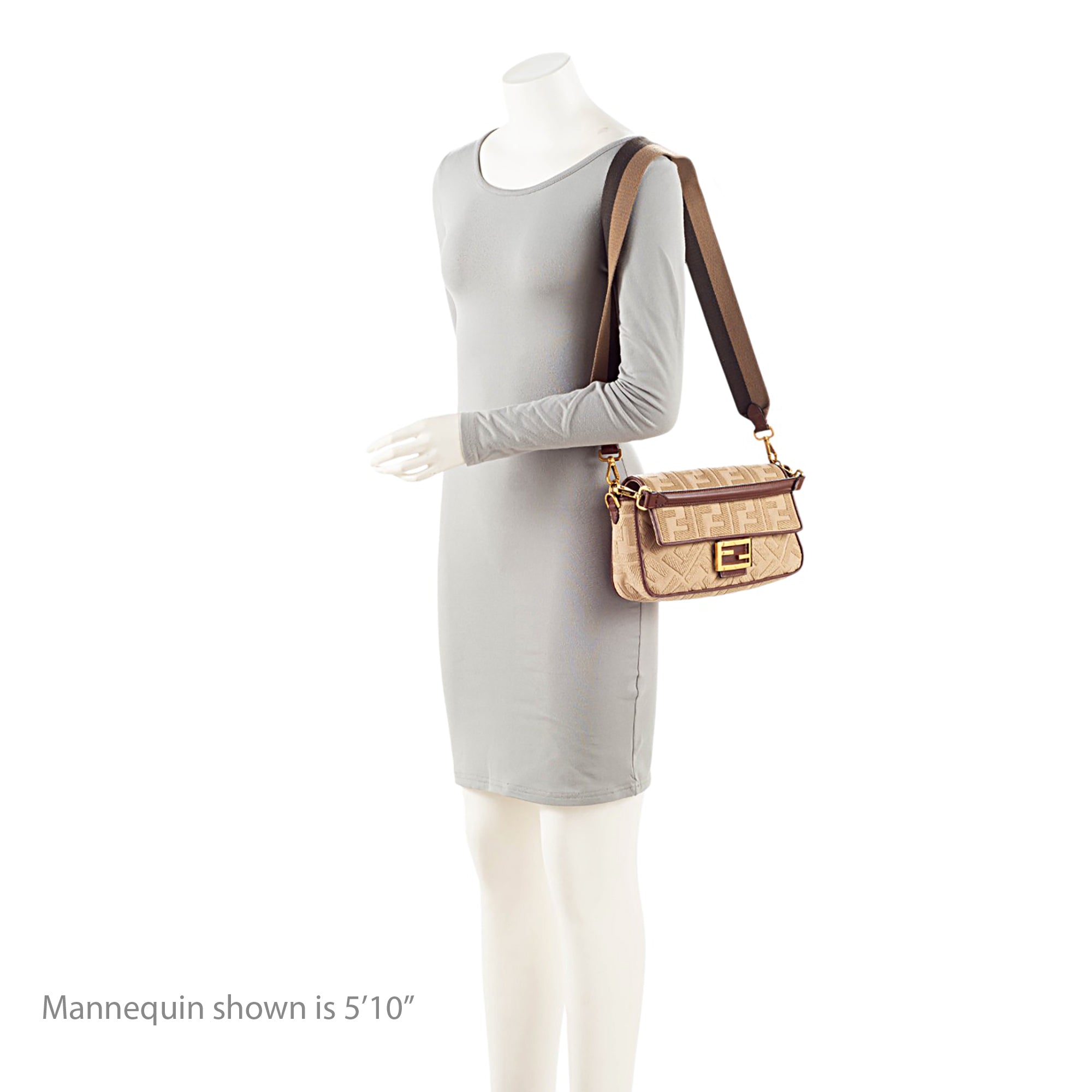 Fendi FF Embroidered Canvas Baguette Shoulder Bag