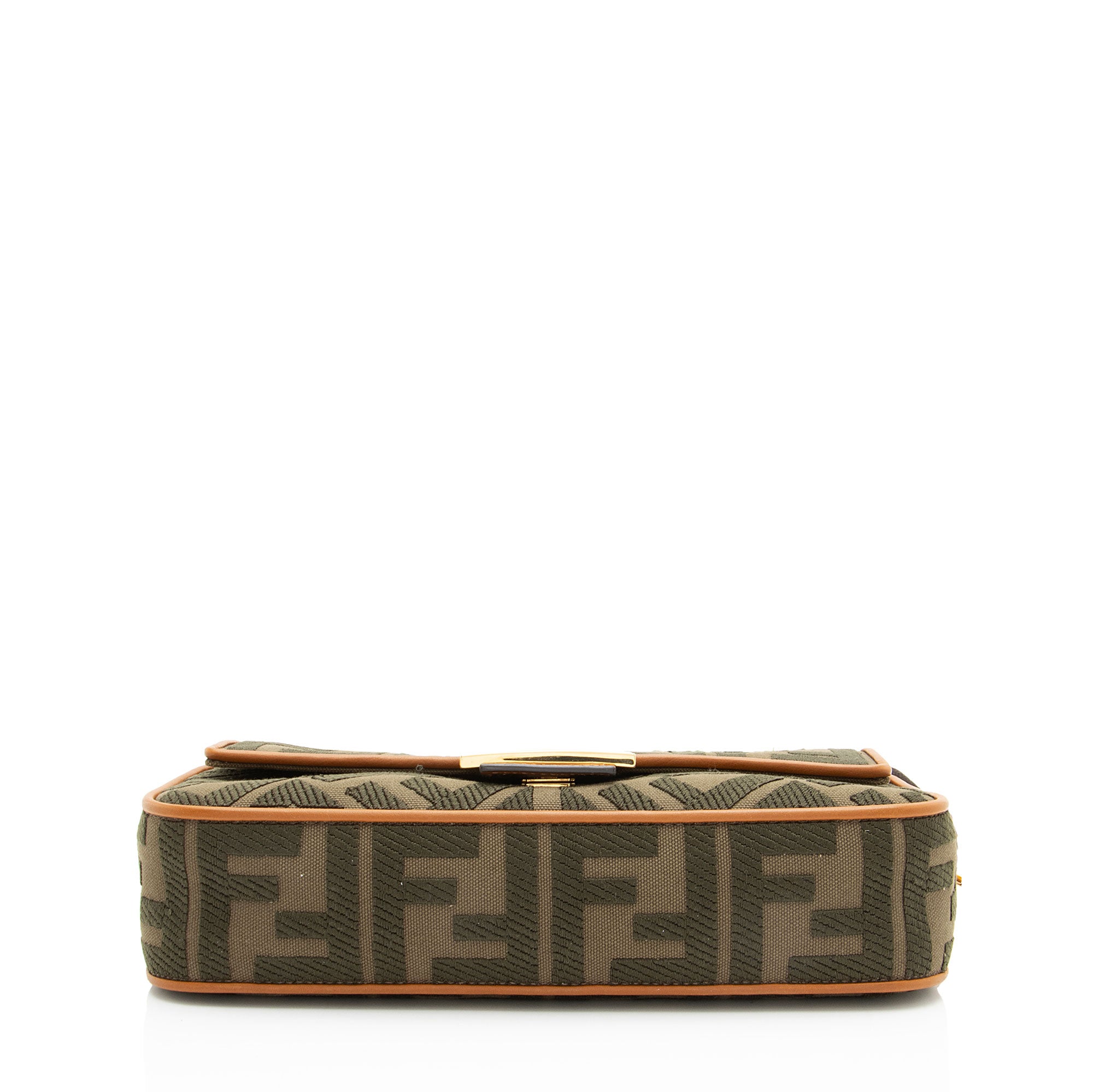 Fendi FF Embroidered Canvas Baguette Shoulder Bag