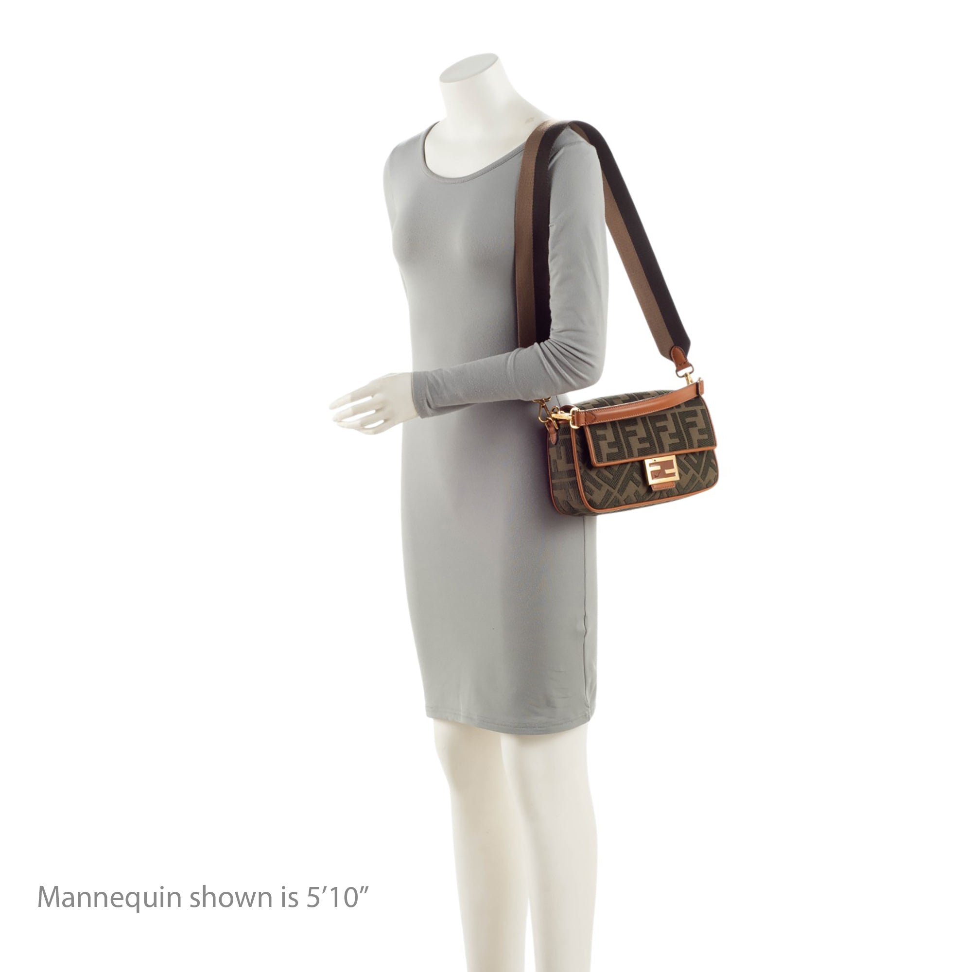 Fendi FF Embroidered Canvas Baguette Shoulder Bag