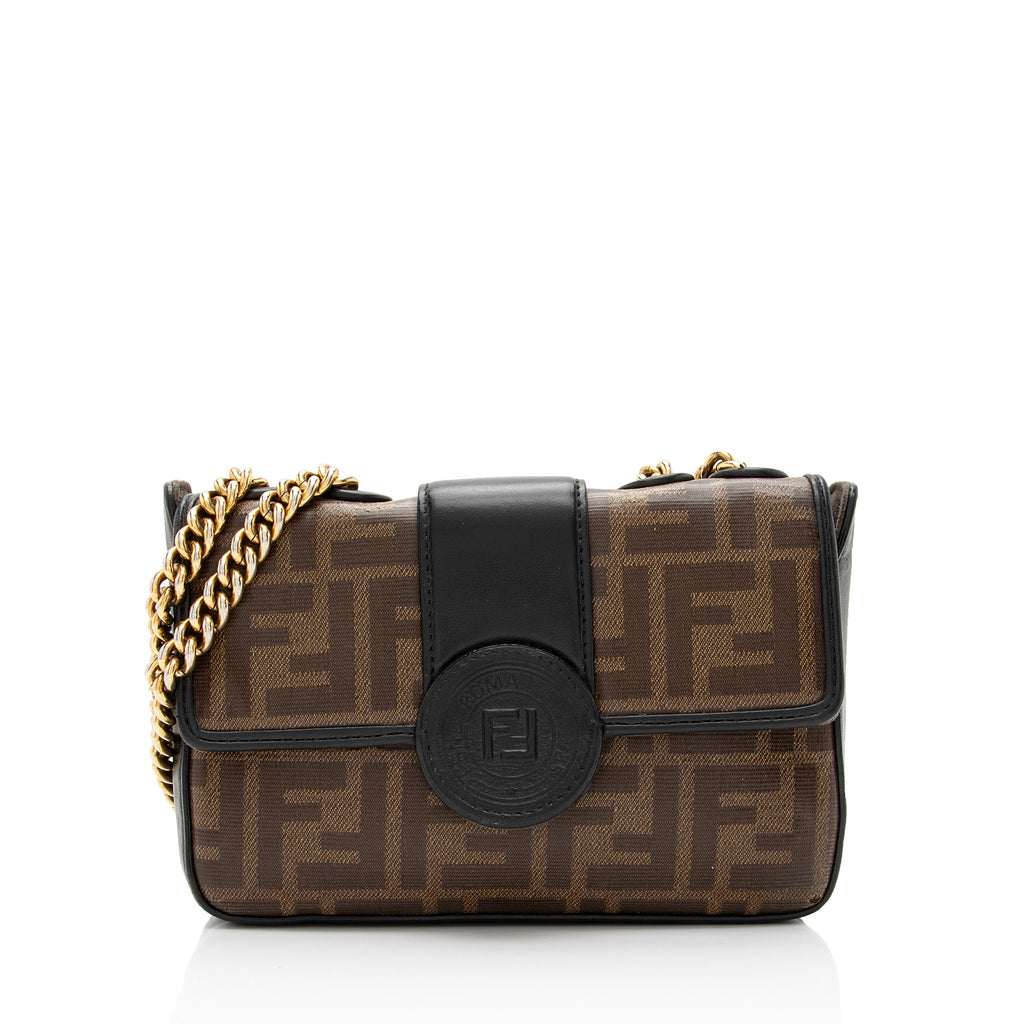 Fendi Small Ff Logo Shoulder Bag in Brown