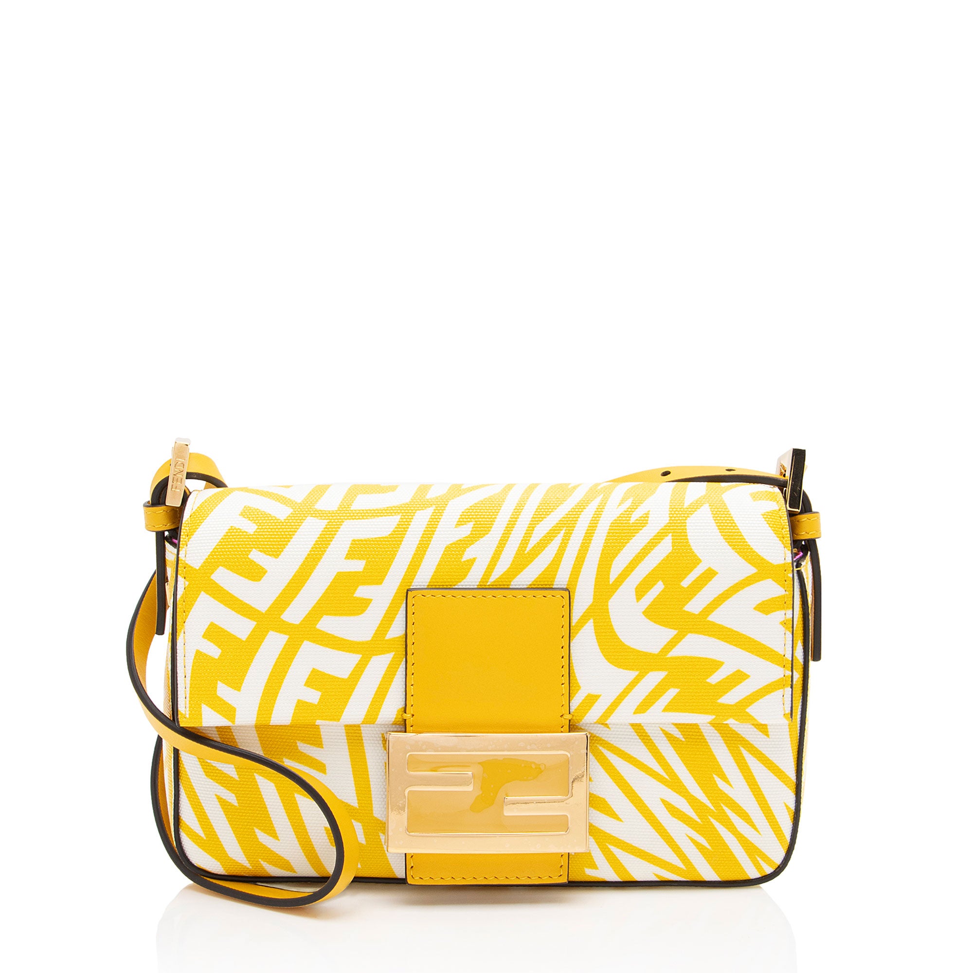 Fendi x Sara Coleman Leather FF Vertigo 1997 Baguette Mini Shoulder Bag