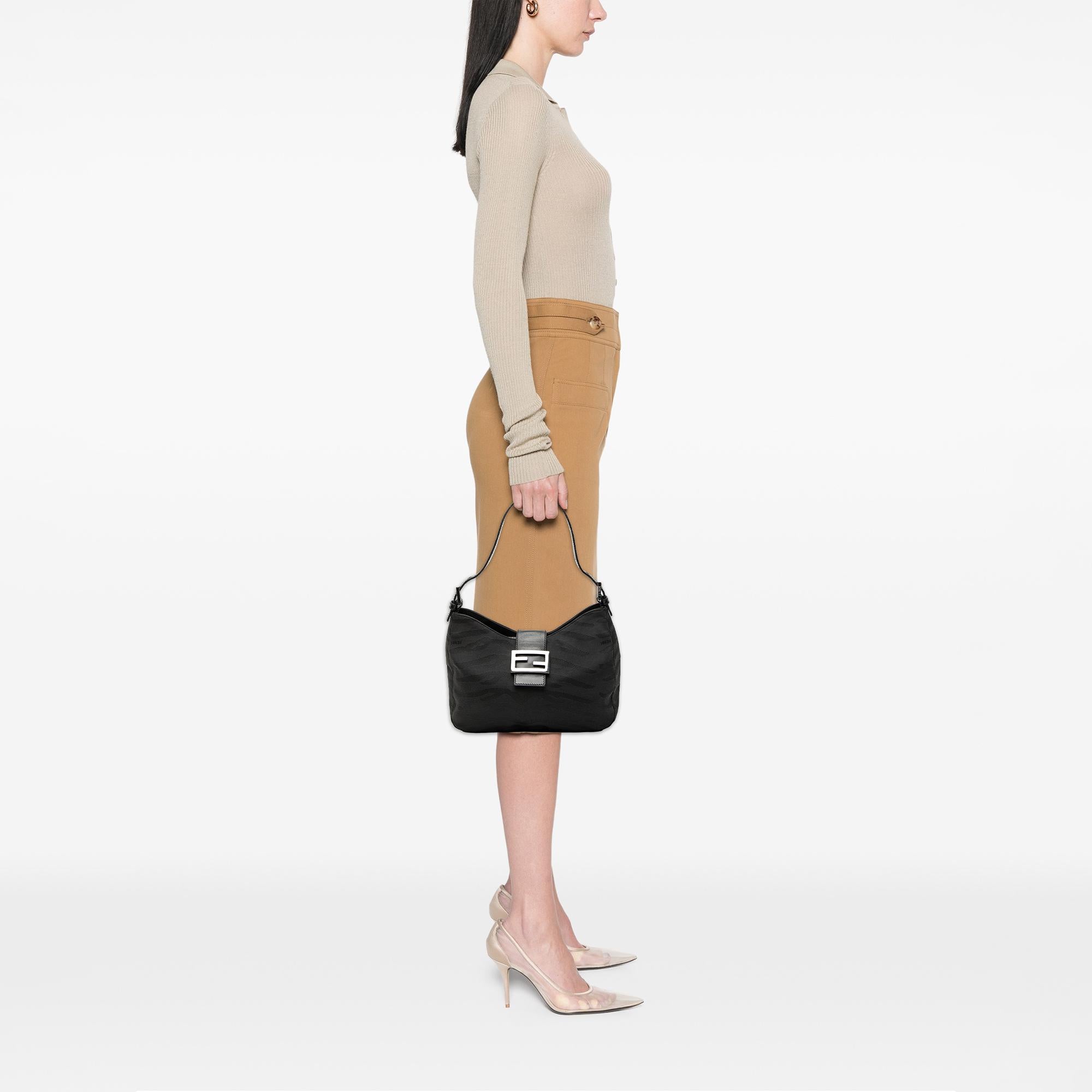 Fendi FF Zebra Print Canvas Shoulder Bag
