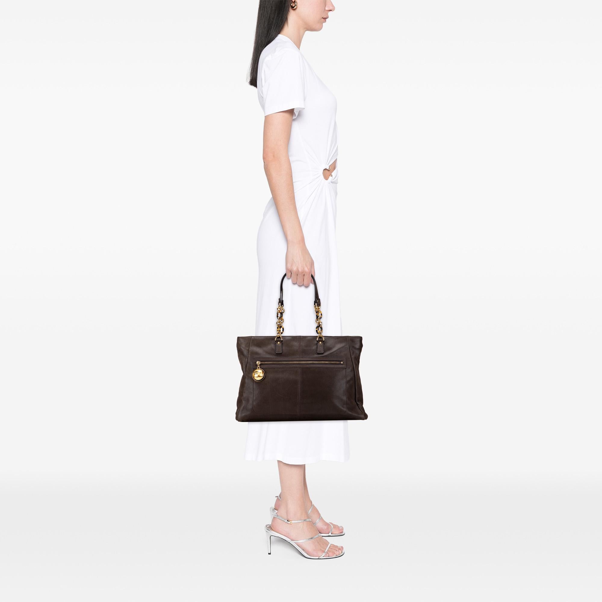 Fendi Iridescent Leather Chain Tote