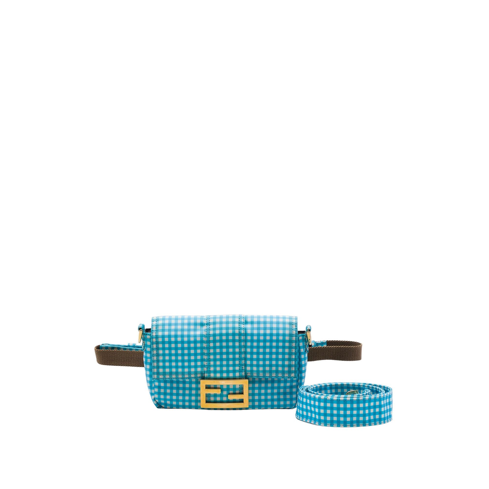 Fendi Joshua Vides Mini Nylon Gingham Convertible Baguette Satchel