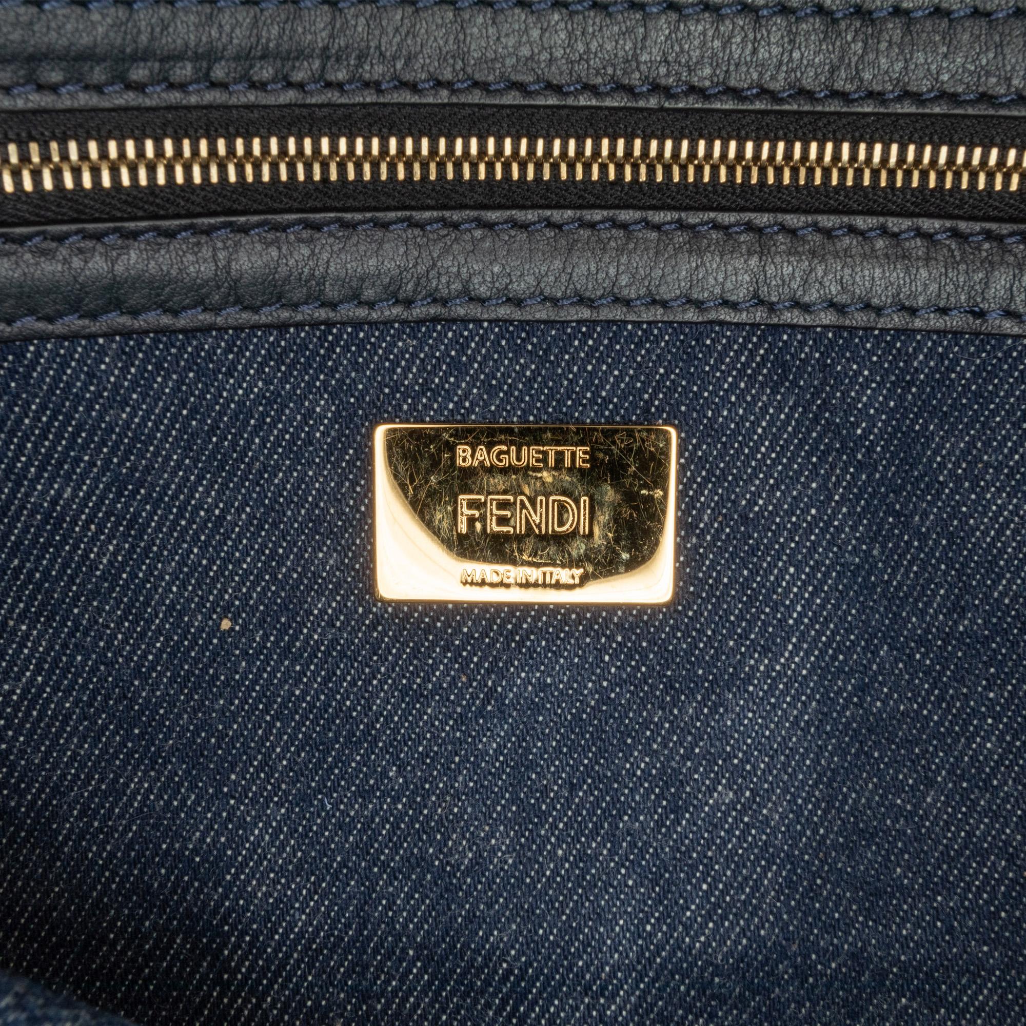 Fendi Large Denim Baguette Satchel (SHG-Fm5Rer)