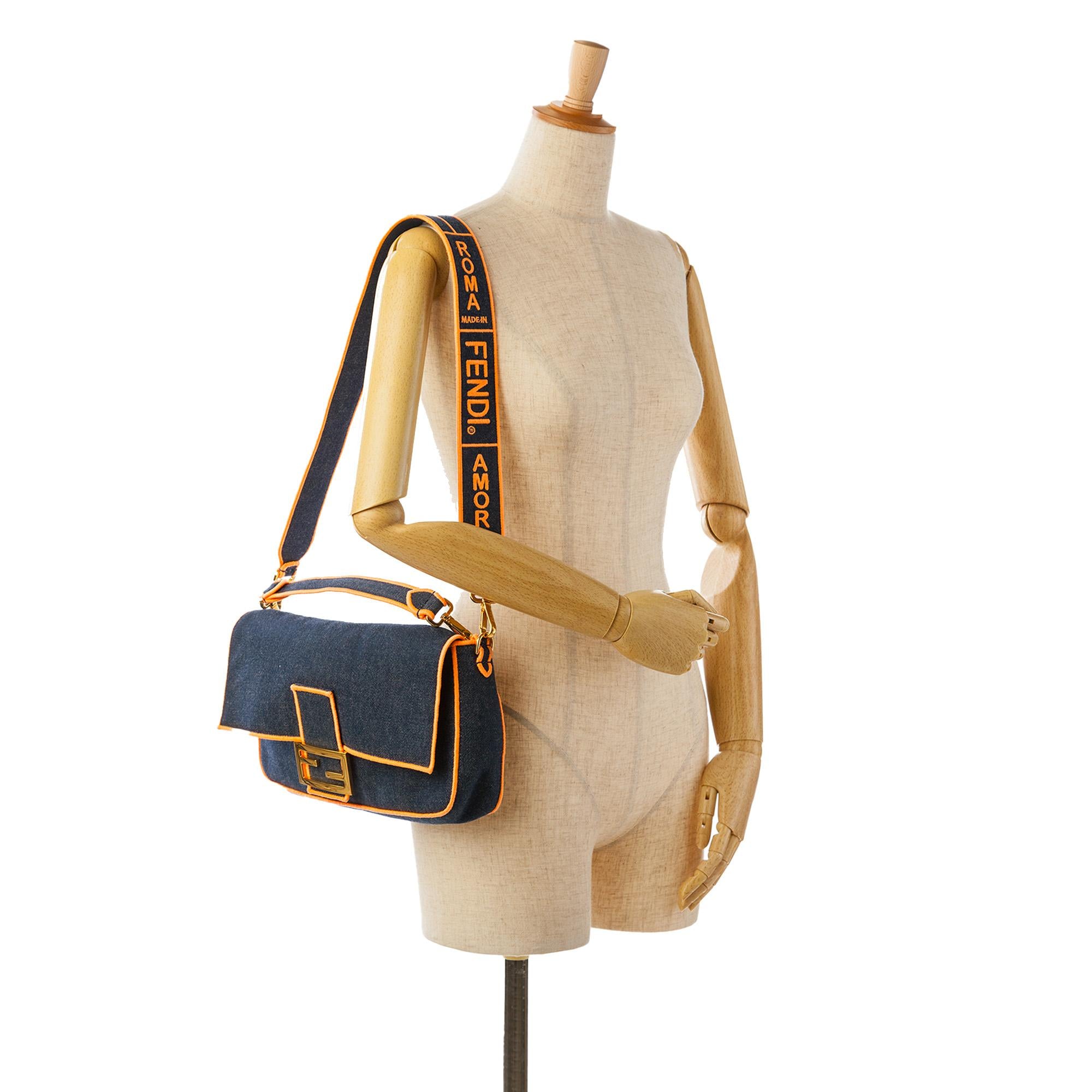 Fendi Large Denim Baguette Satchel (SHG-Fm5Rer)