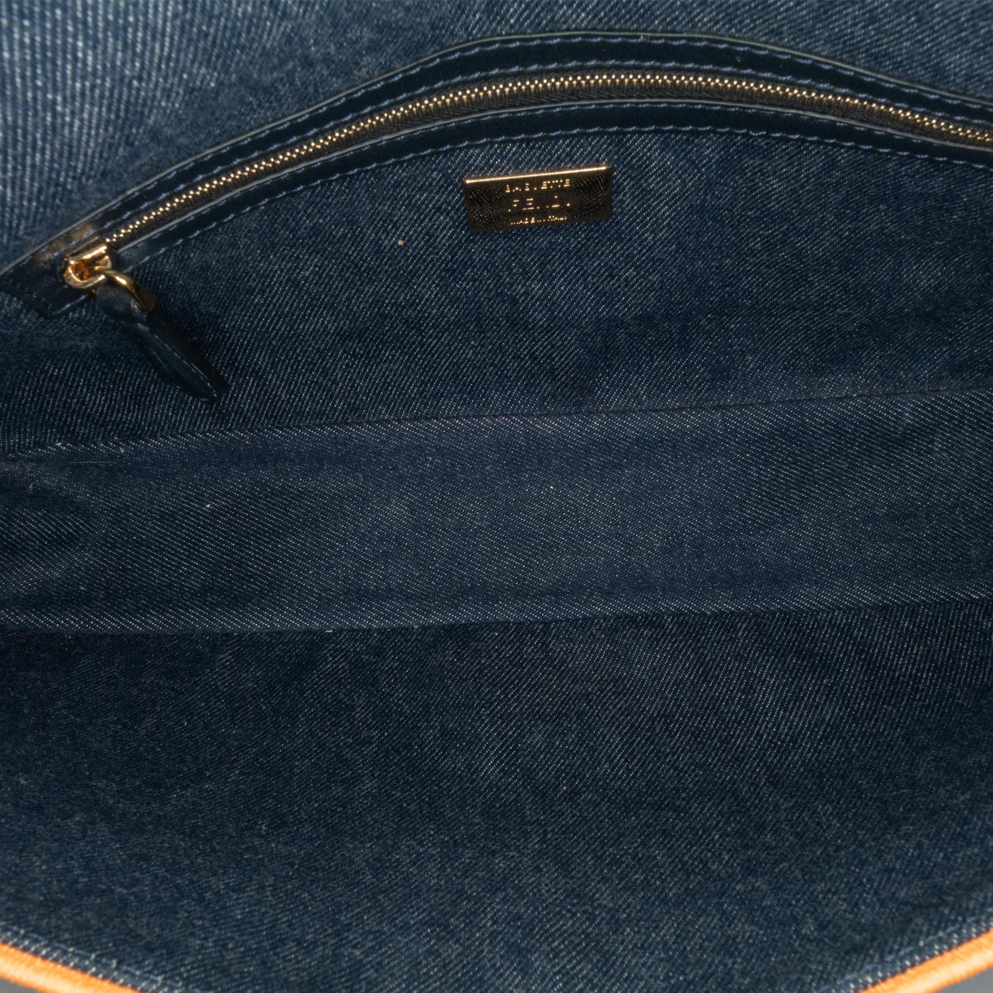 Fendi Large Denim Baguette Satchel (SHG-Fm5Rer)