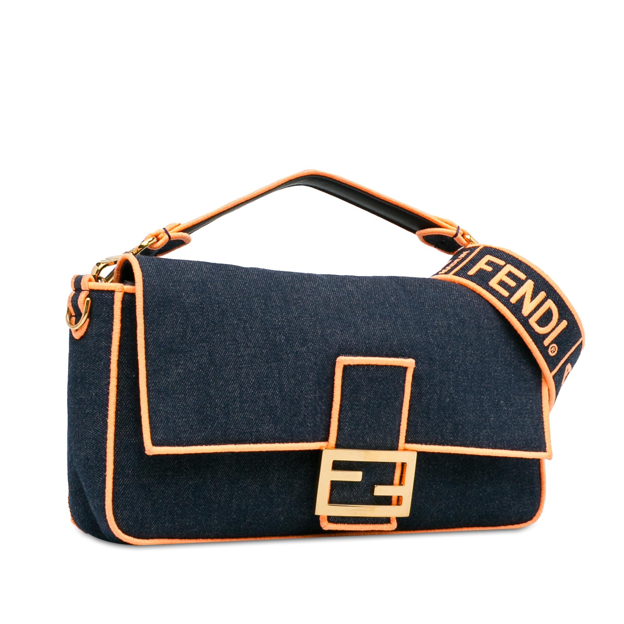 Fendi Large Denim Baguette Satchel (SHG-Fm5Rer)