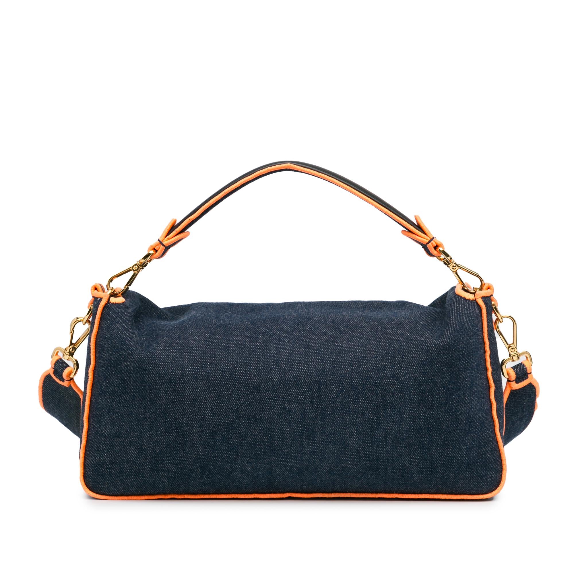 Fendi Large Denim Baguette Satchel