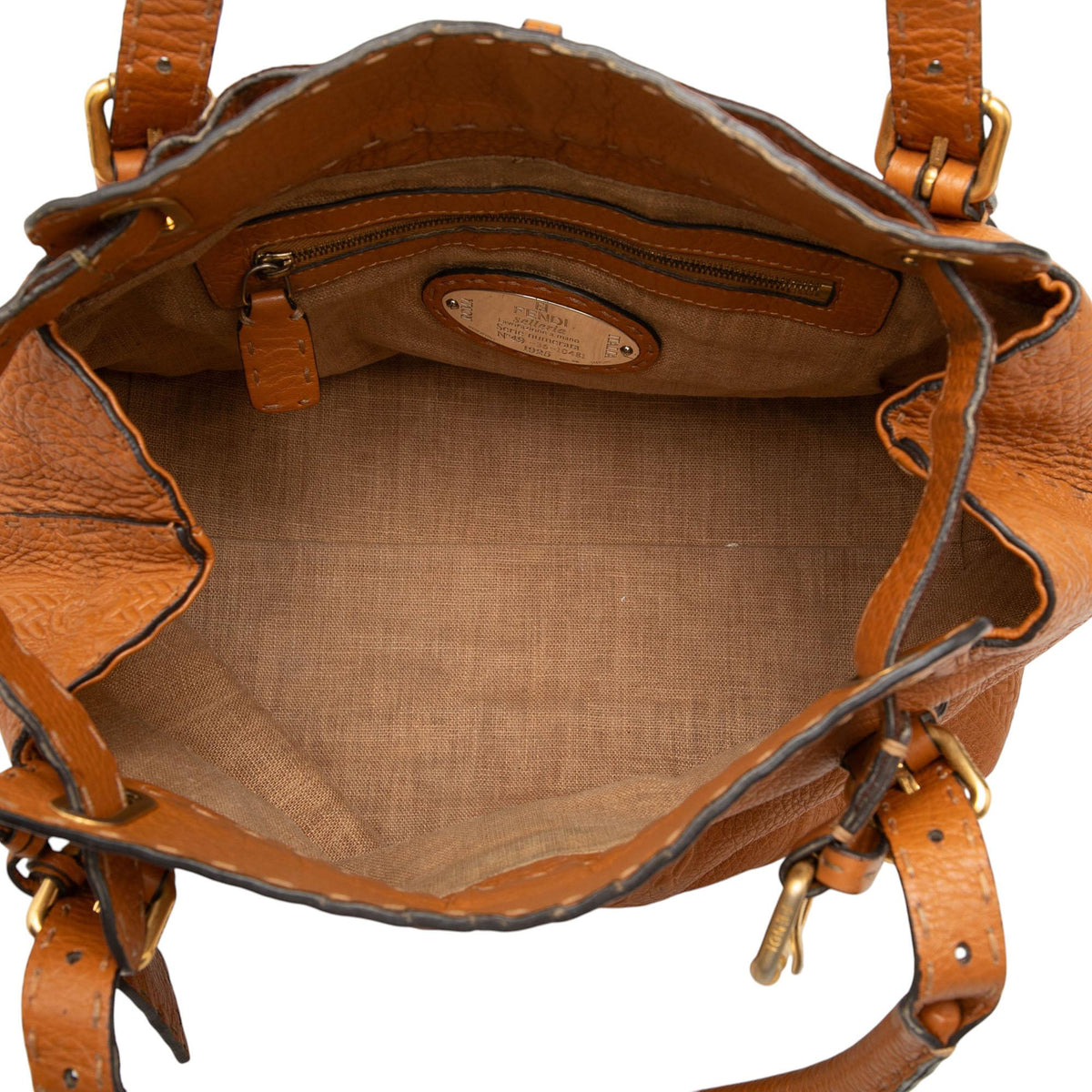 Fendi Large Leather Selleria Villa Borghese Tote