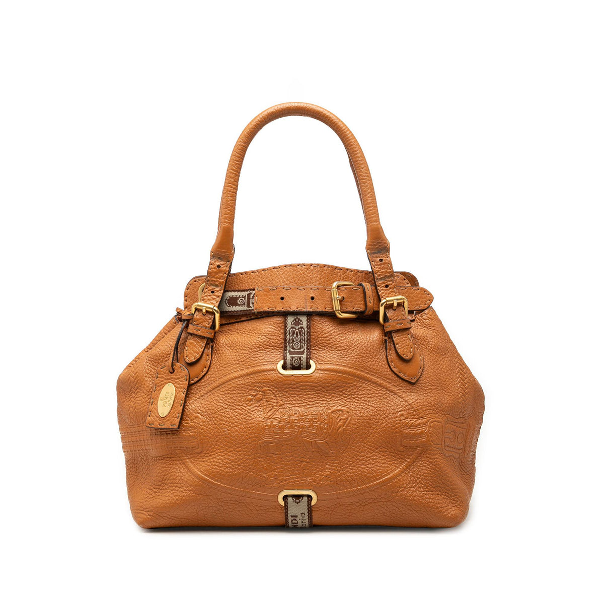 Fendi Large Leather Selleria Villa Borghese Tote