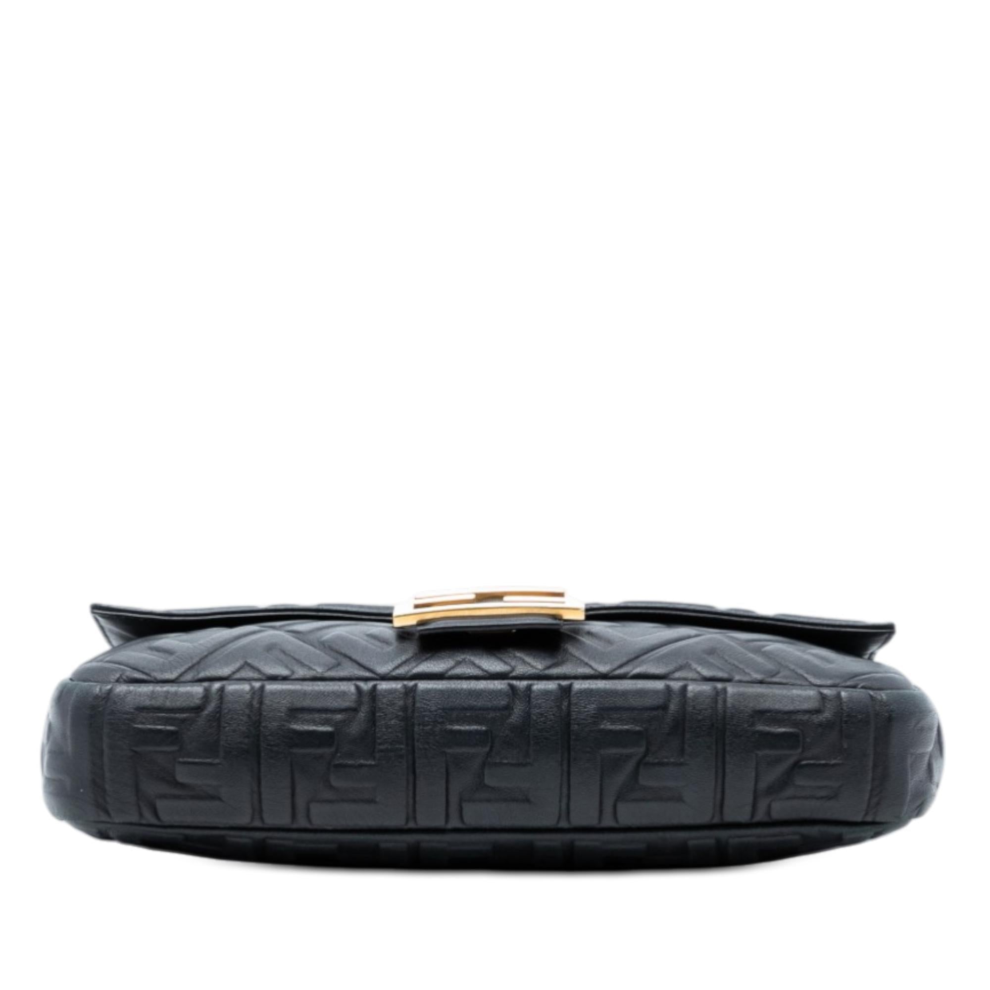 Fendi Large Zucca Embossed Leather Baguette Satchel