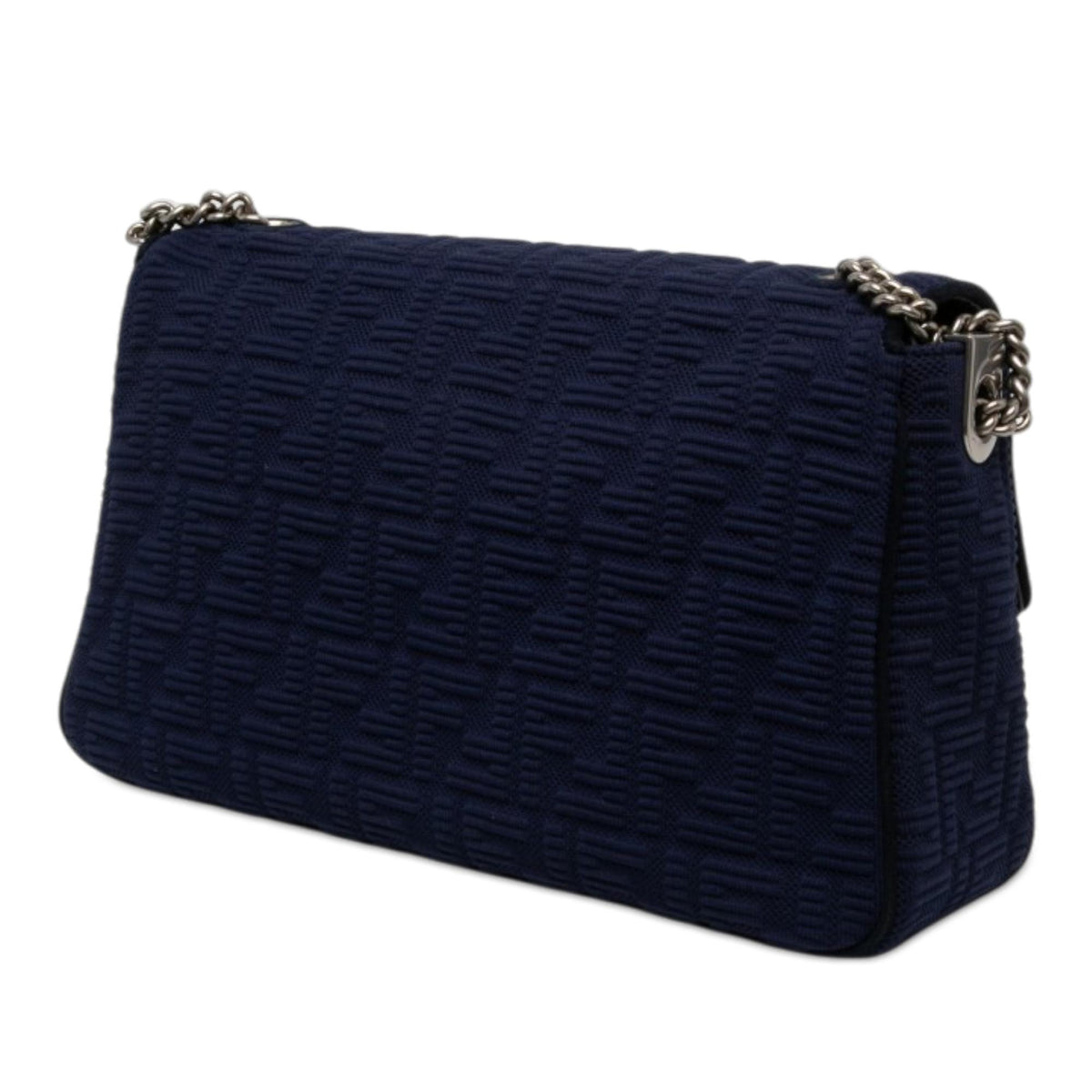 Fendi Large Zucca Embossed Technical Fabric Chain Midi Baguette
