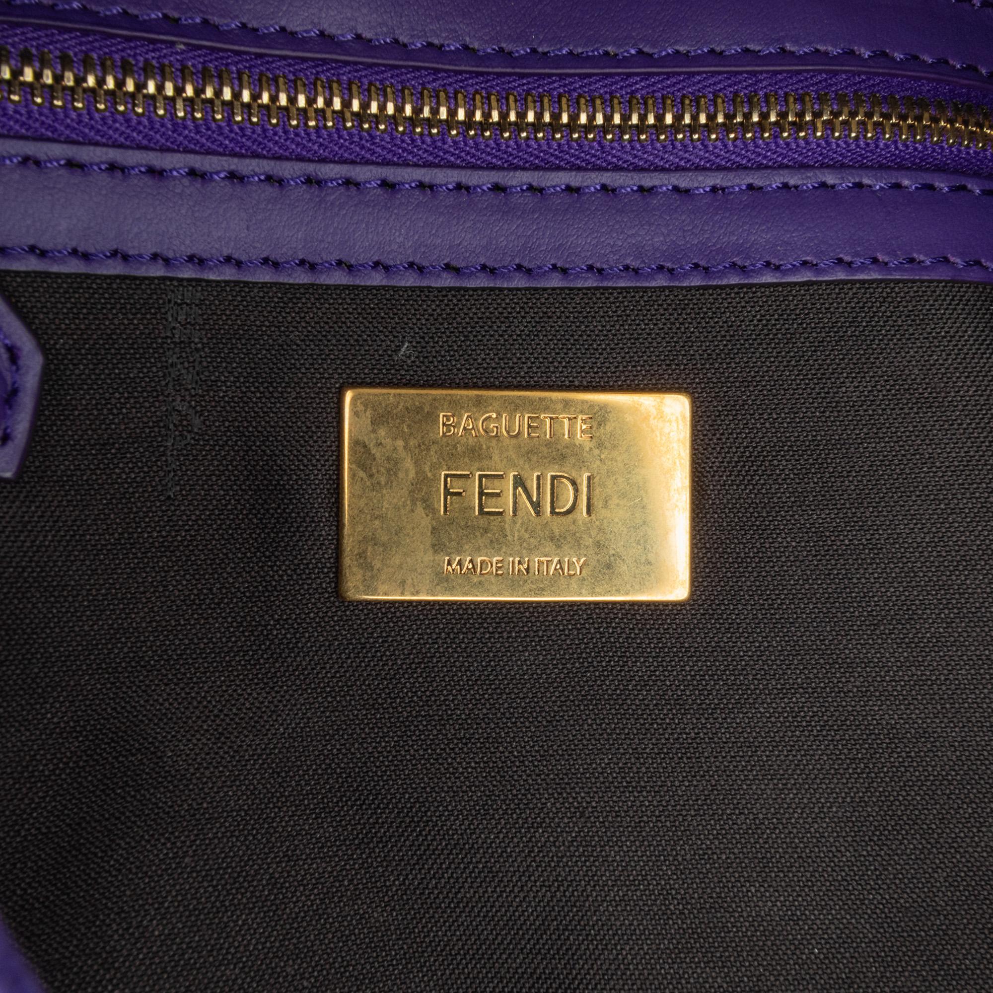 Fendi Large Zucca Embossed Velvet Baguette Satchel
