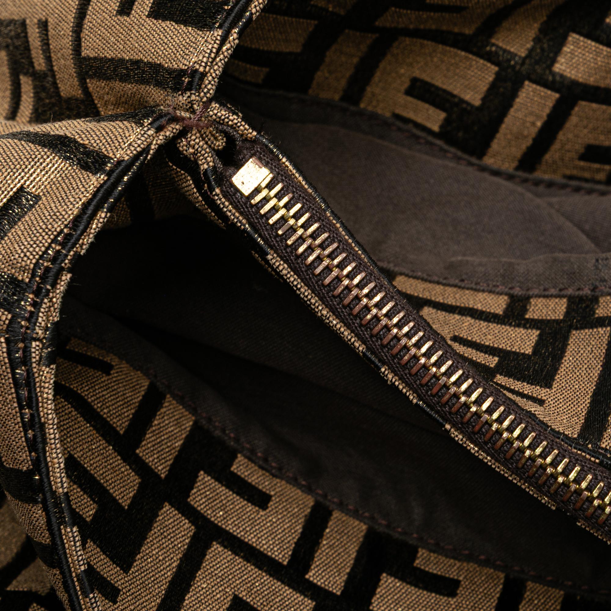 Fendi Large Zucca Metallic Lurex Mia Chain Tote