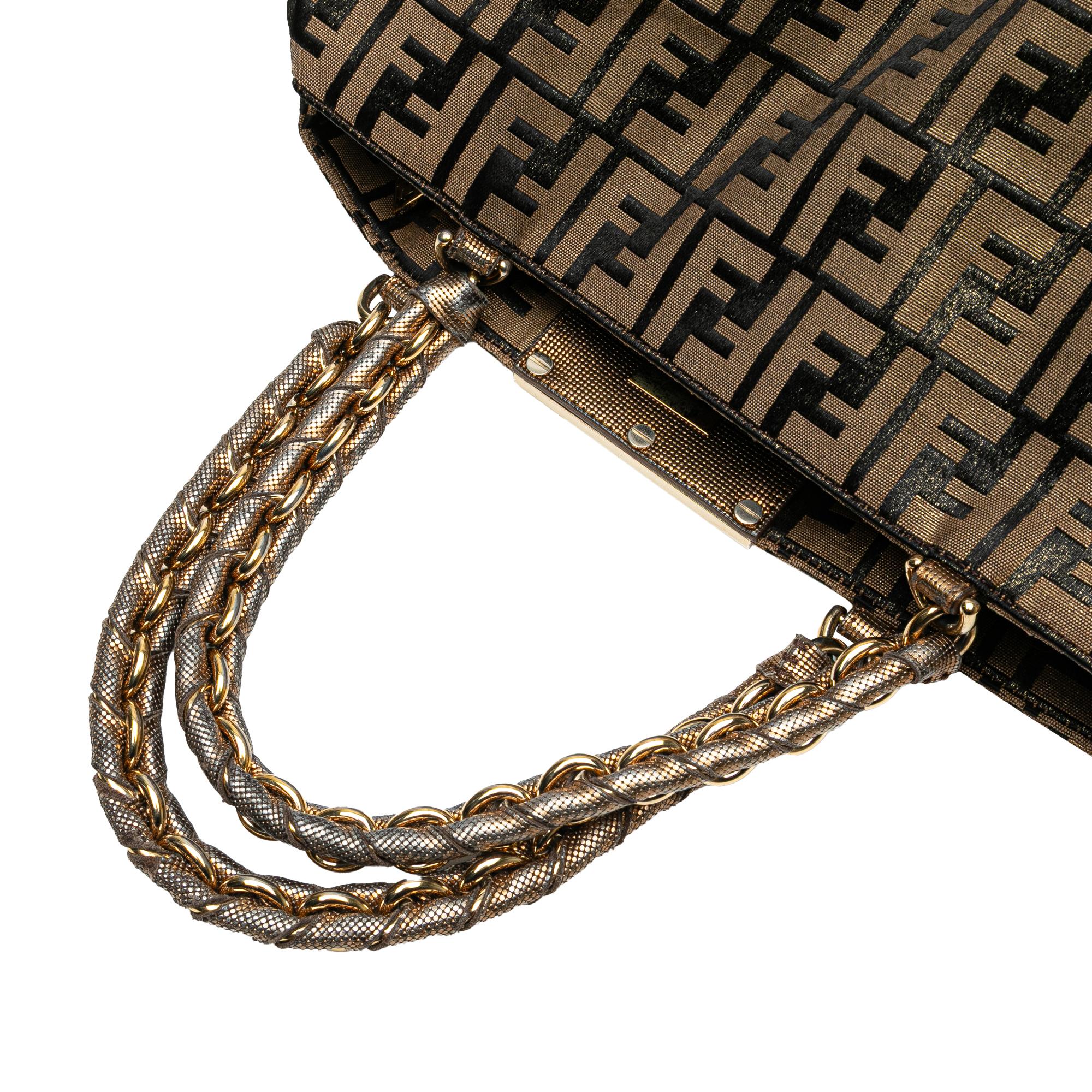 Fendi Large Zucca Metallic Lurex Mia Chain Tote