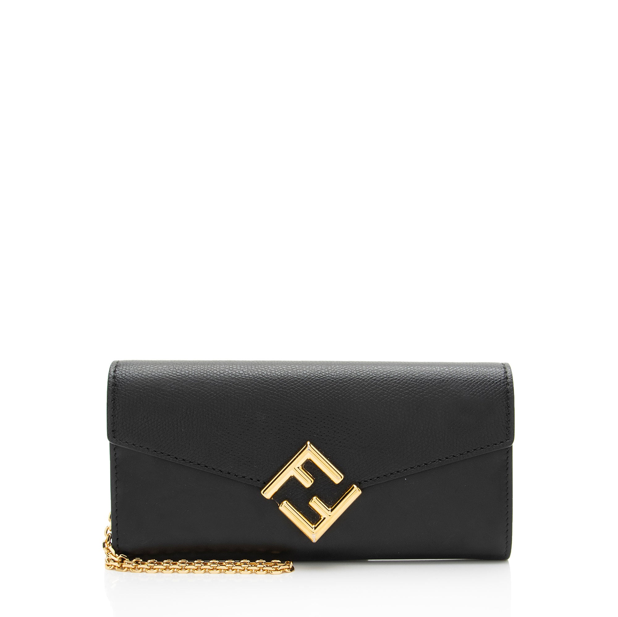 Fendi Leather FF Diamonds Continental Wallet on Chain