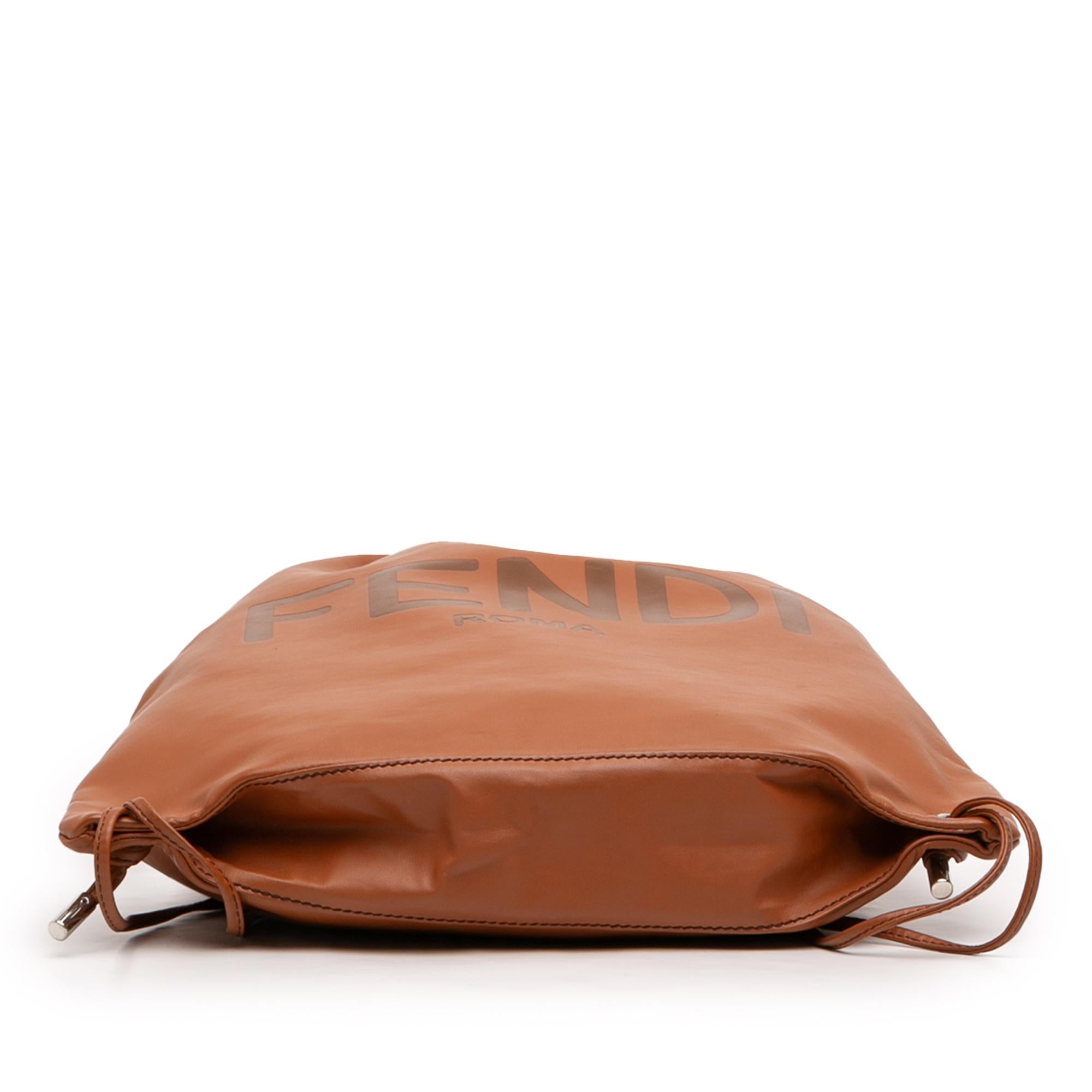 Fendi Leather Logo Drawstring Backpack