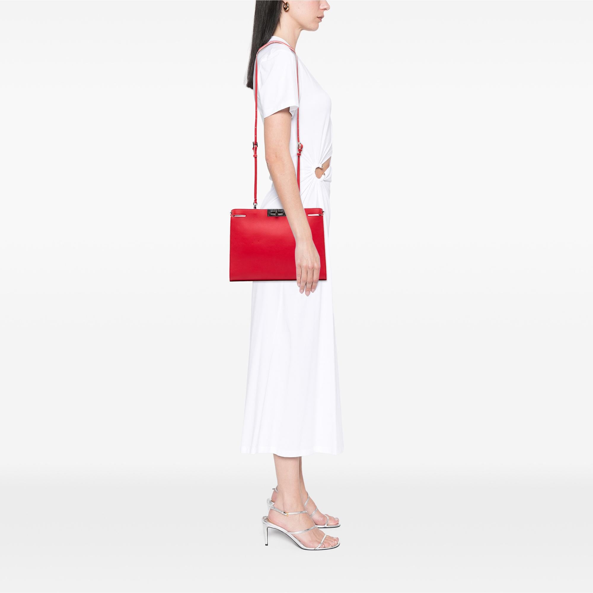 Fendi Leather Peekaboo Clutch Crossbody