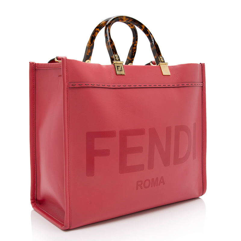 Fendi Leather FF Logo Shopper Bag Blush Pink