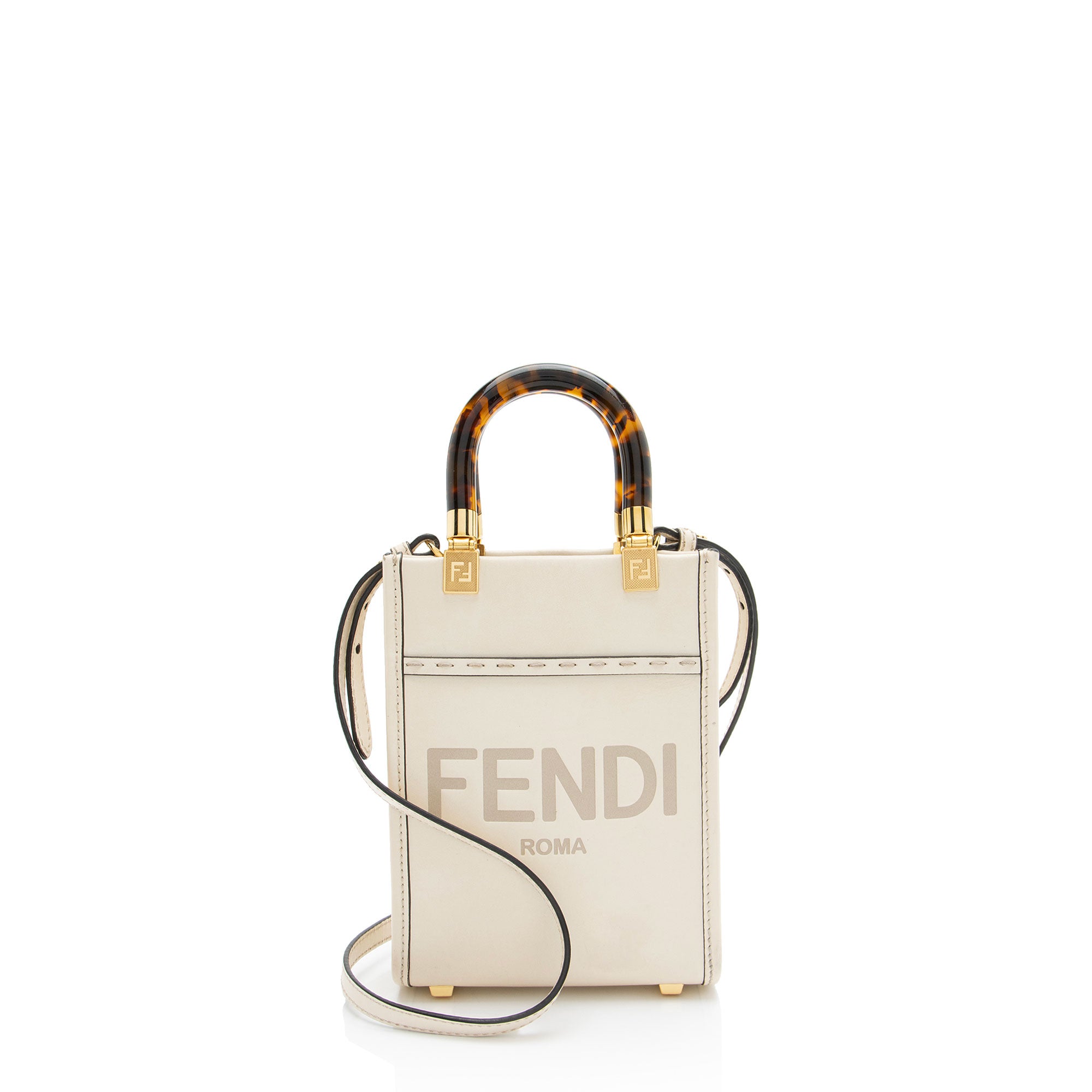 Fendi Leather Sunshine Mini Shopper Tote