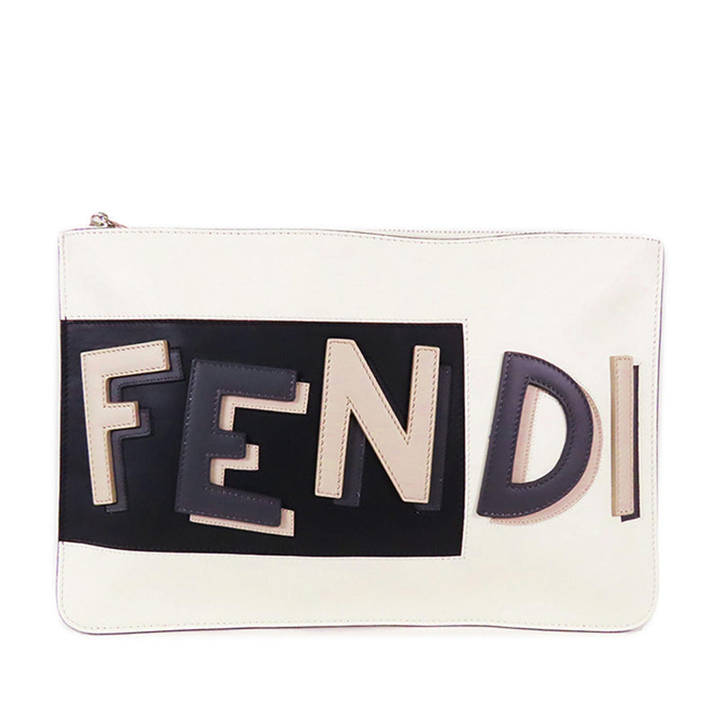 Fendi Leather Vocabulary 3D Logo Zip Pouch (SHG-JtWzTA)