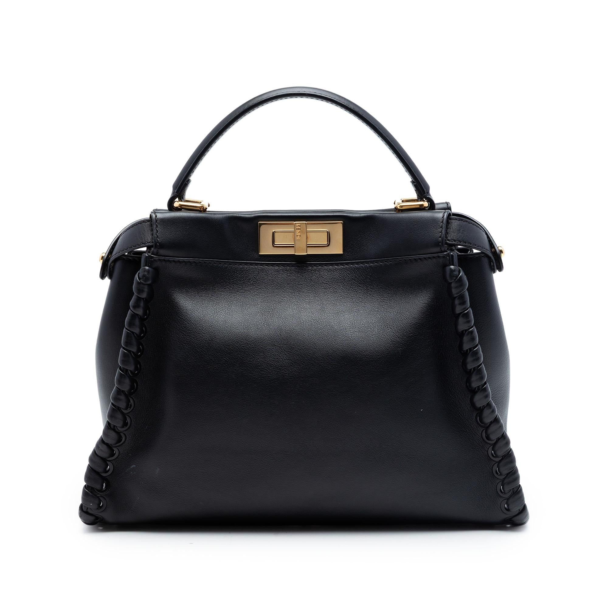 Fendi Medium Leather Lace Up Peekaboo Iconic Satchel