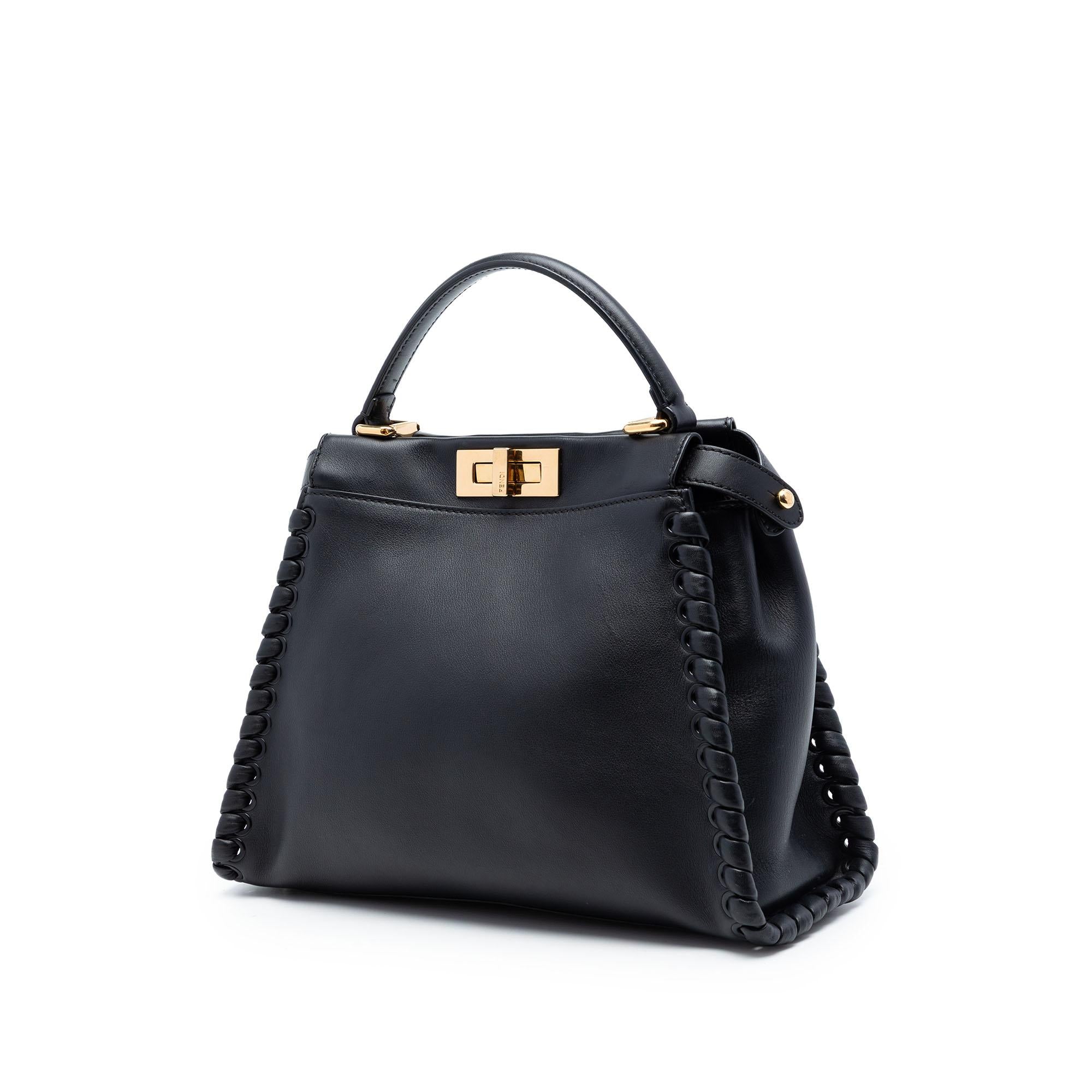 Fendi Medium Leather Lace Up Peekaboo Iconic Satchel