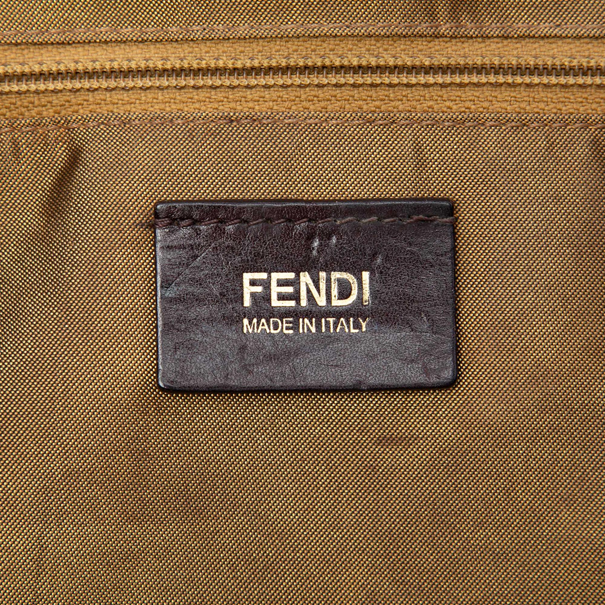 Fendi Medium Zucca Coated Canvas Laser Cut Star Roll Tote