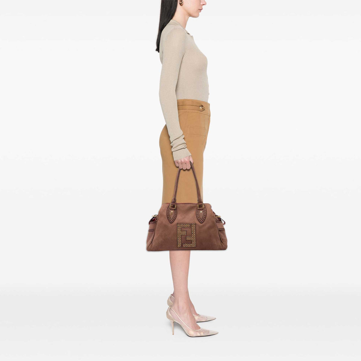 Fendi Medium Zucca Nubuck Etniko Du Jour Handbag