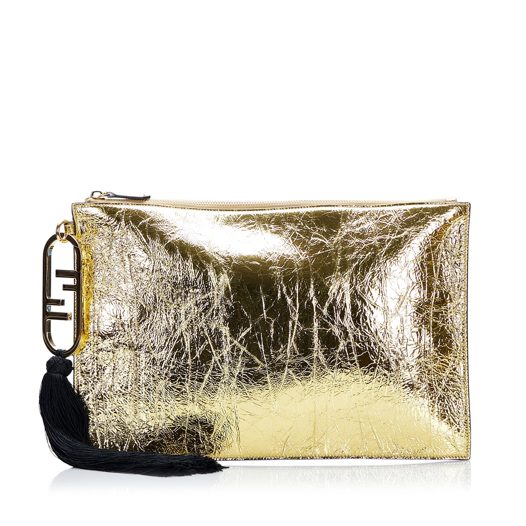 Fendi Metallic FF Tassel Clutch Bag (SHG-TuKBOV)