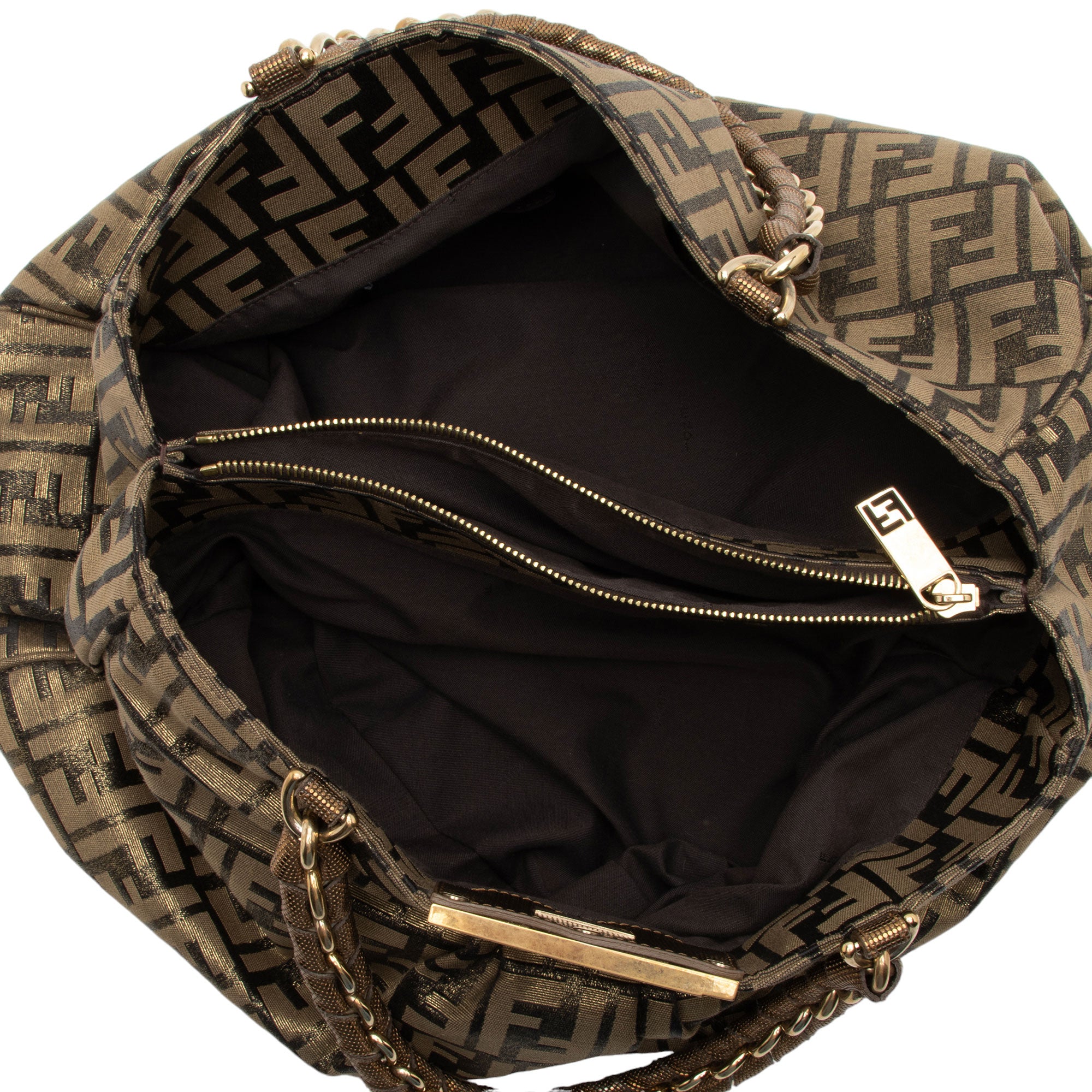 Fendi Metallic Zucca Mia Large Tote (SHF-u1X9R2)