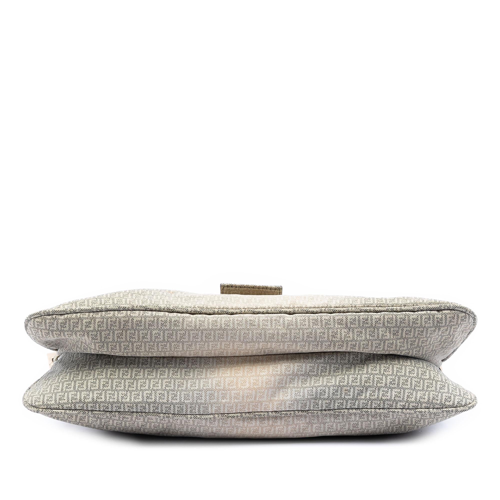 Fendi Micro Zucchino Canvas Double Flap Shoulder Bag