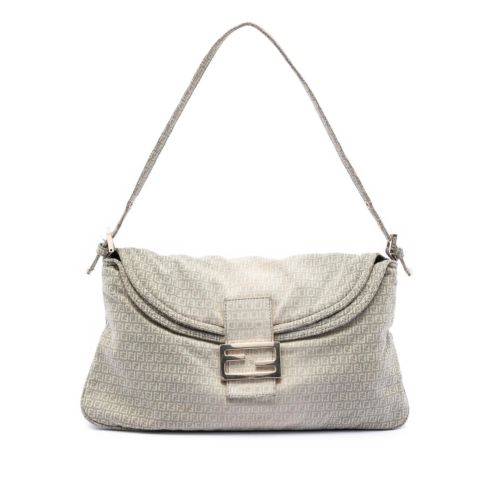 Fendi Micro Zucchino Canvas Double Flap Shoulder Bag