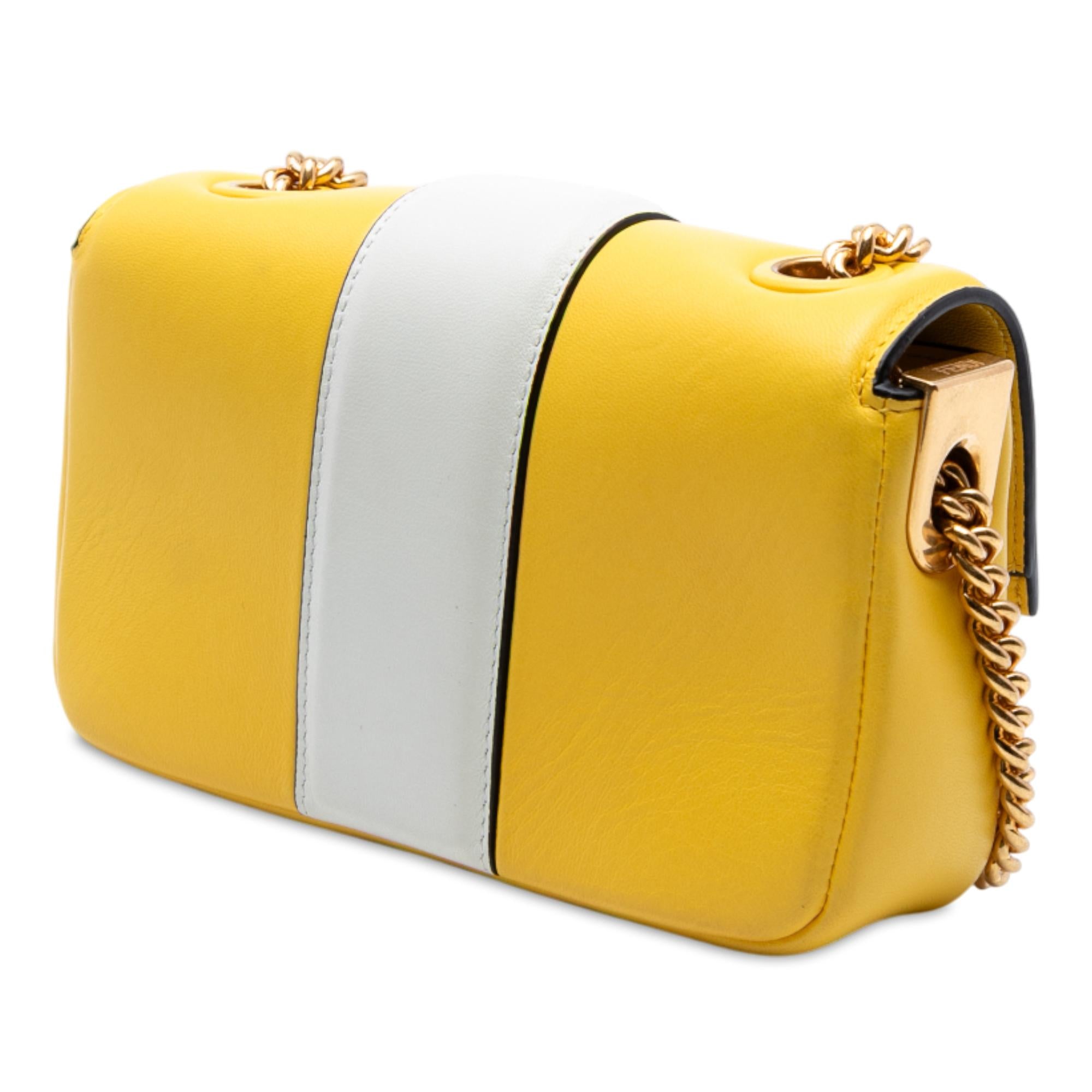 Fendi Mini Bicolor Nappa Apolo Chain Baguette Shoulder Bag