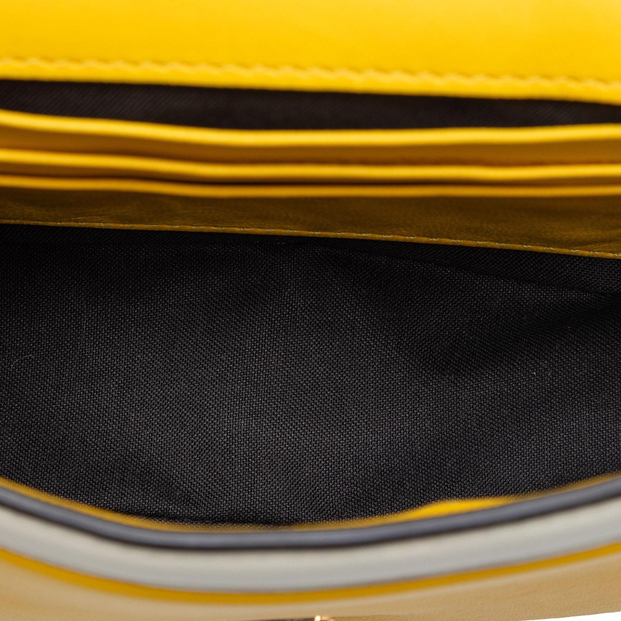 Fendi Mini Bicolor Nappa Apolo Chain Baguette Shoulder Bag