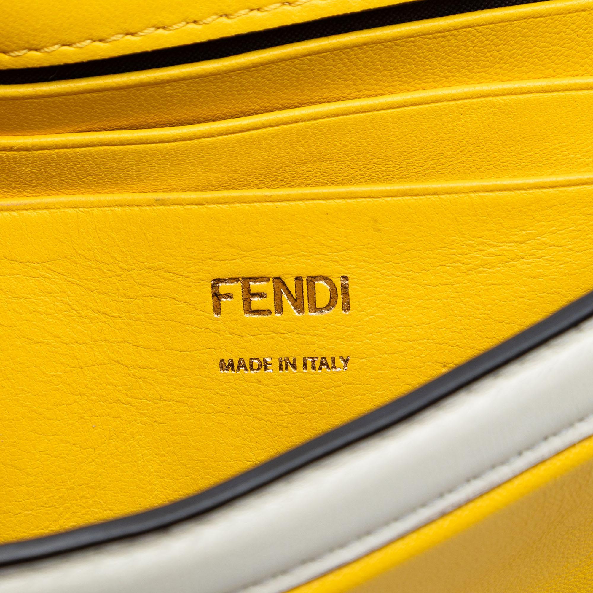 Fendi Mini Bicolor Nappa Apolo Chain Baguette Shoulder Bag