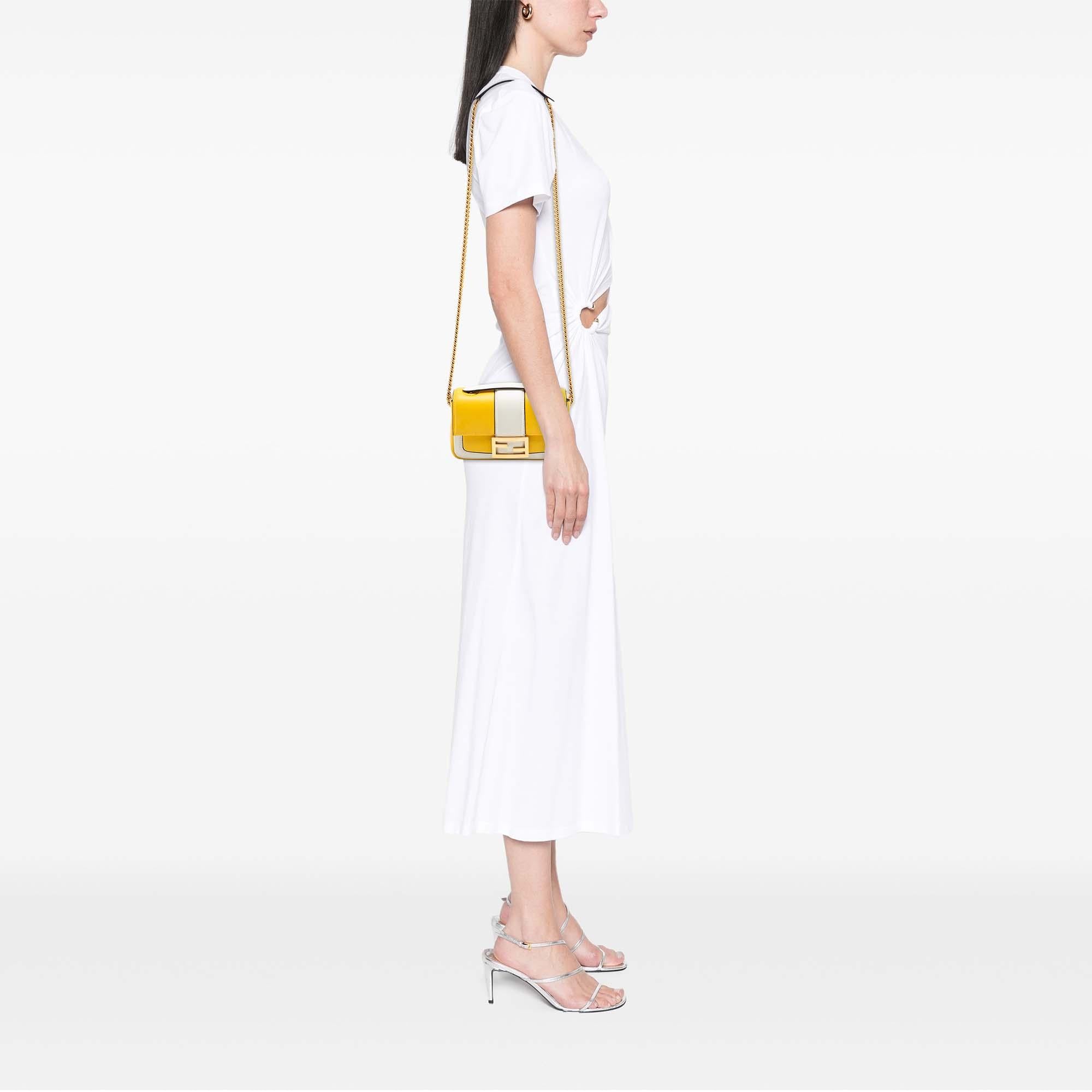 Fendi Mini Bicolor Nappa Apolo Chain Baguette Shoulder Bag