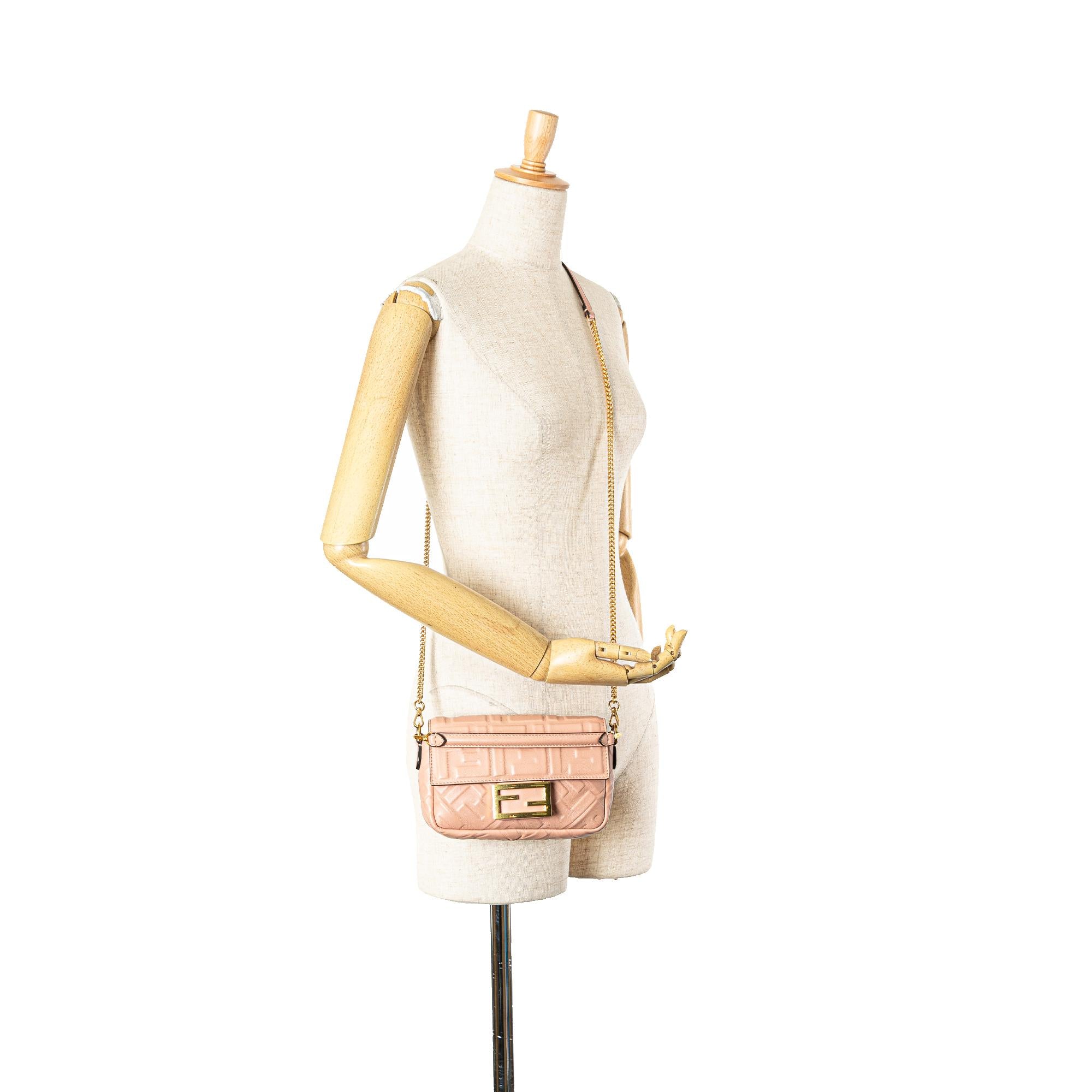 Fendi Mini Embossed Zucca Baguette Satchel