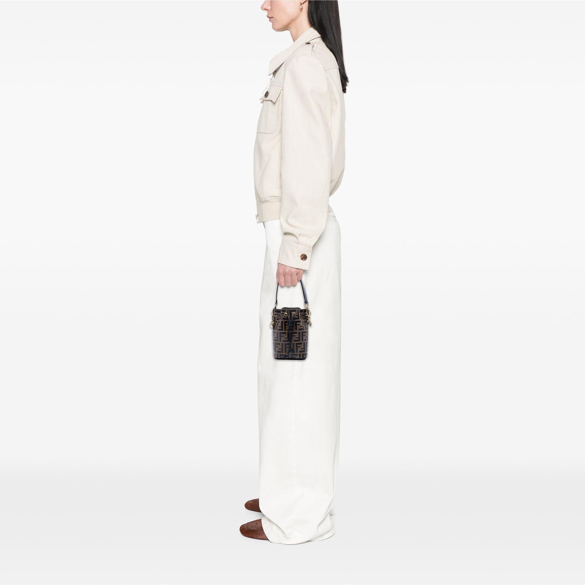 Fendi Mini FF 1974 Embossed Leather Mon Tresor Bucket Bag