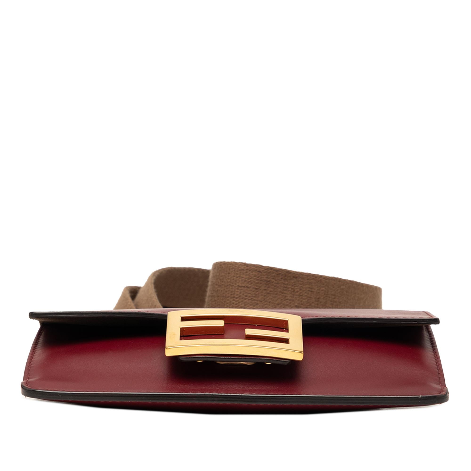 Fendi Mini Leather Flat Baguette Crossbody