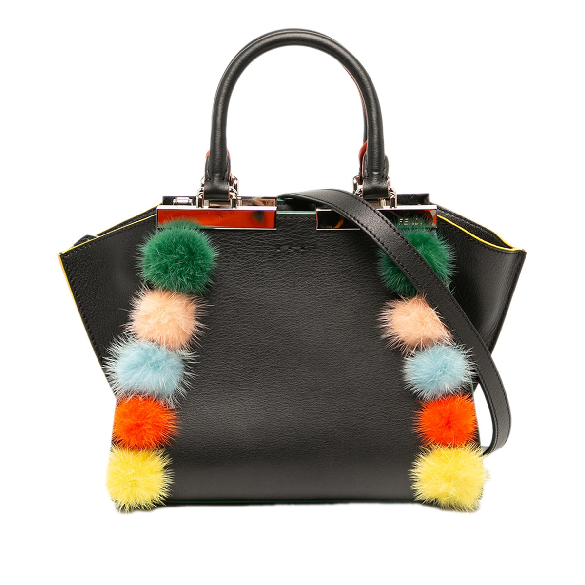 Fendi Mini Leather Pom Pom 3Jours Satchel