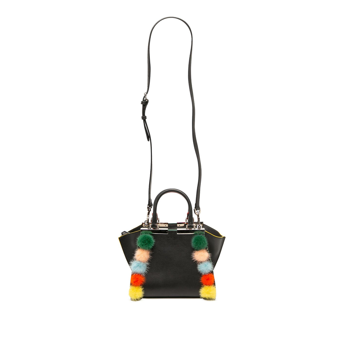 Fendi Mini Leather Pom Pom 3Jours Satchel