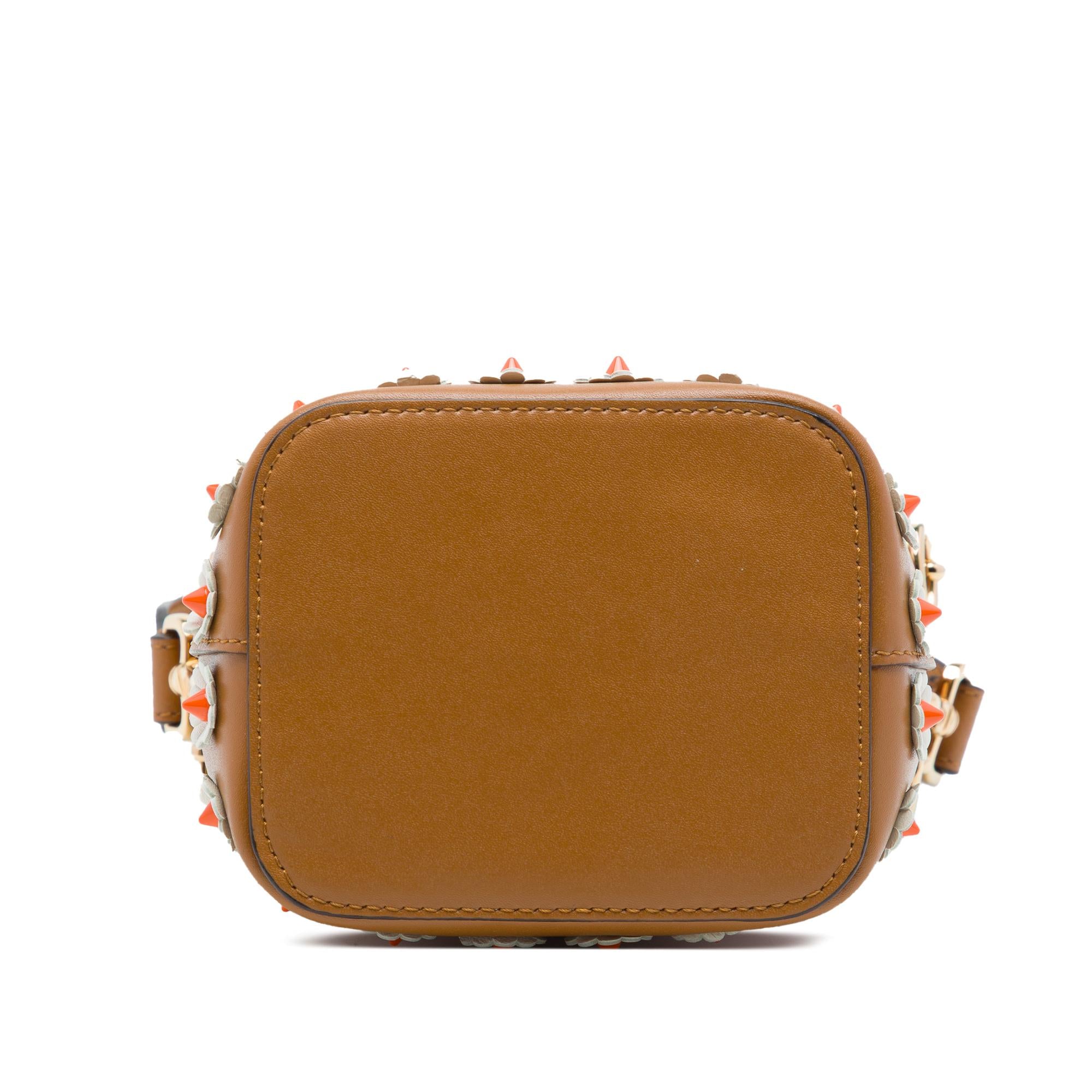 Fendi Mini Leather Studded Floral Mon Tresor Bucket Bag