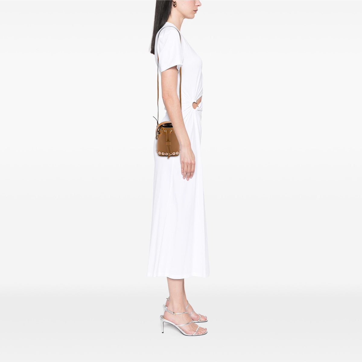 Fendi Mini Leather Studded Floral Mon Tresor Bucket Bag