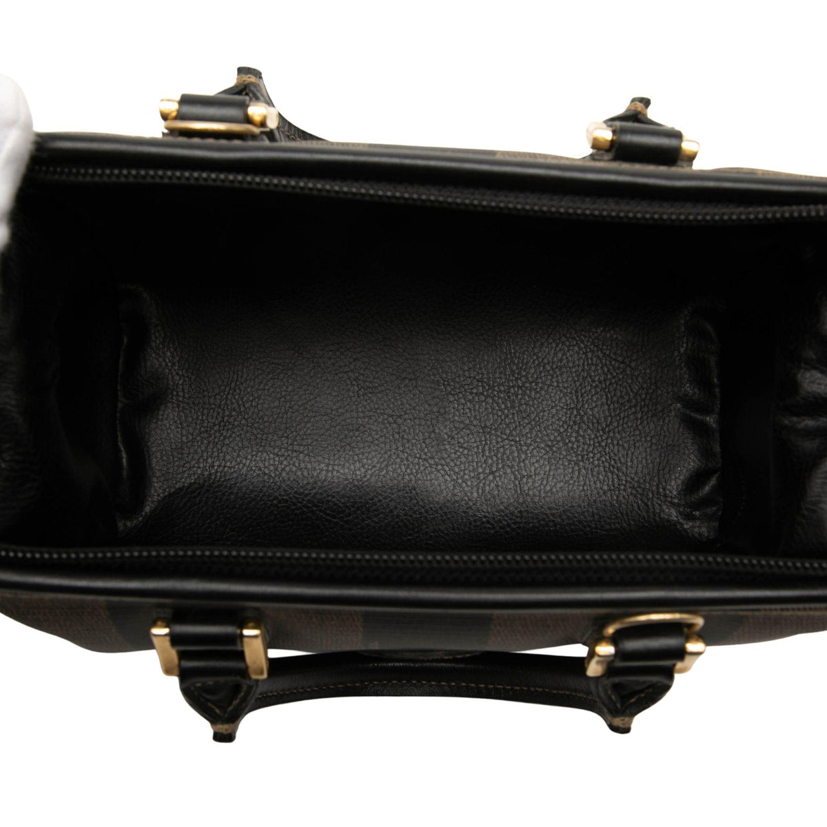 Fendi Mini Pequin Coated Canvas Convertible Boston Bag