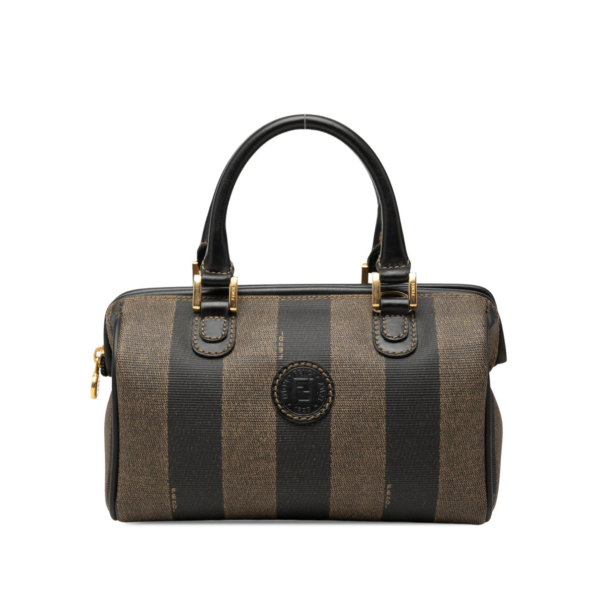 Fendi Mini Pequin Coated Canvas Convertible Boston Bag