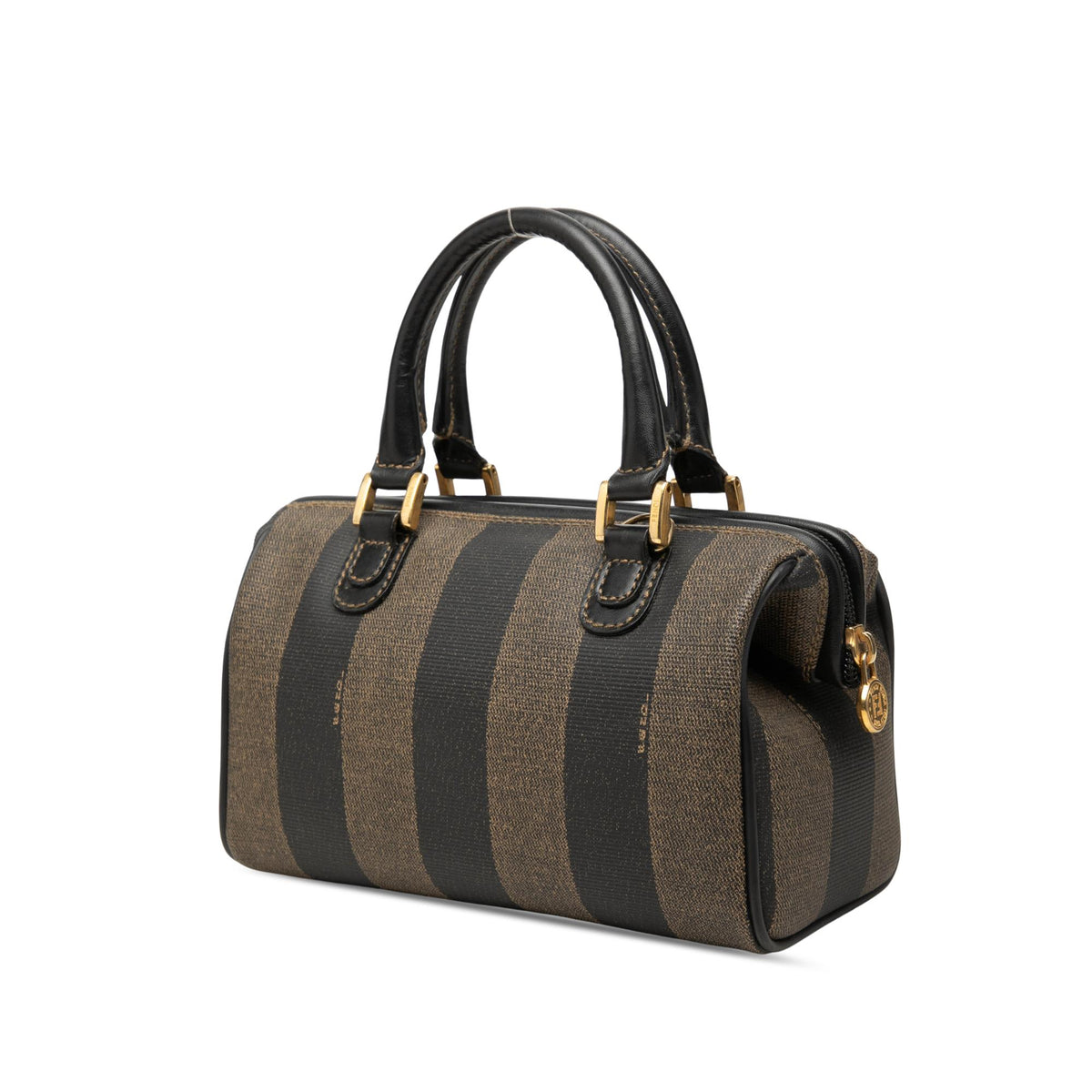 Fendi Mini Pequin Coated Canvas Convertible Boston Bag