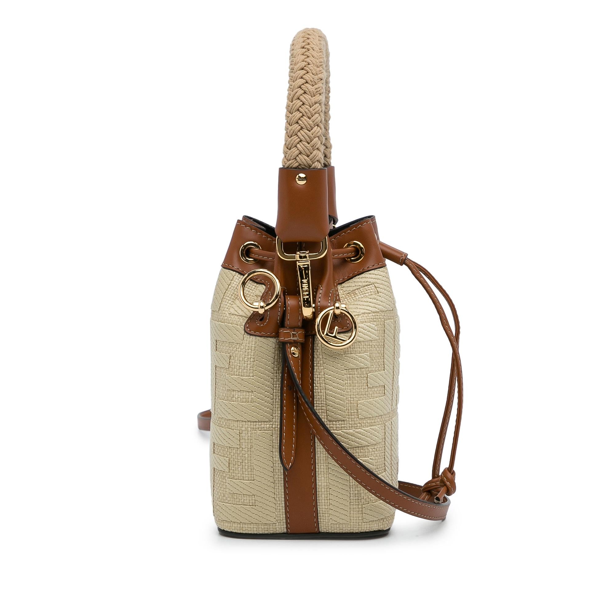Fendi Mini Raffia Zucca Mon Tresor Bucket Bag (SHG-nU09oe)